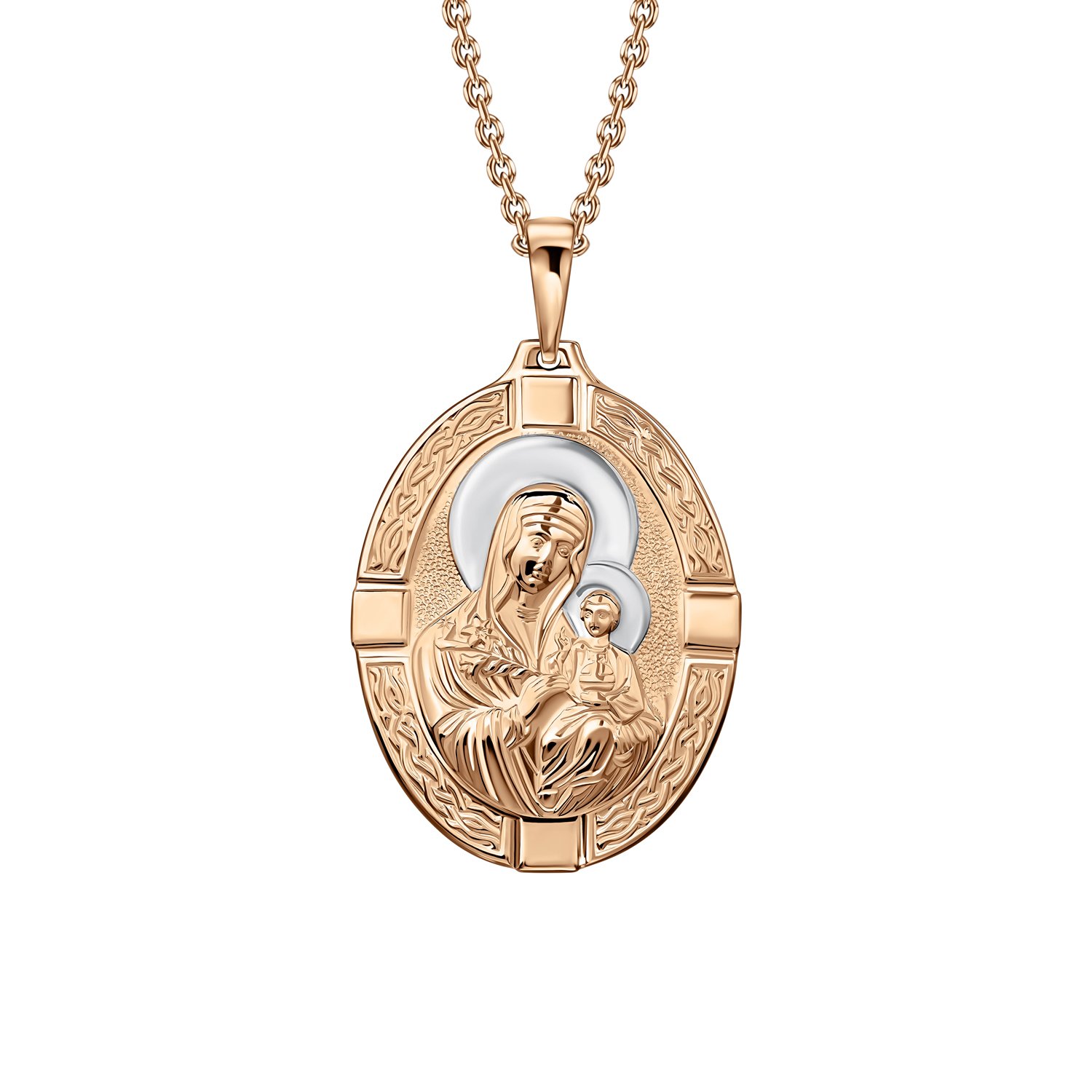 Золотая подвеска Икона Казанской Божией Матери