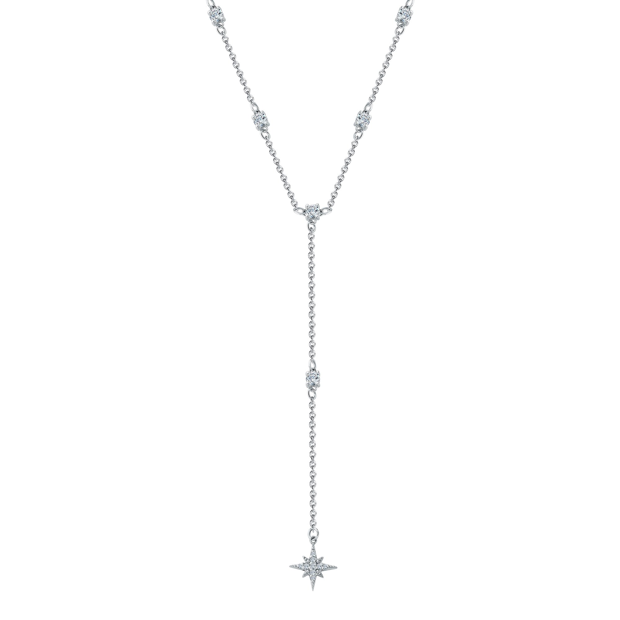 Серебряное колье с фианитами и родированием