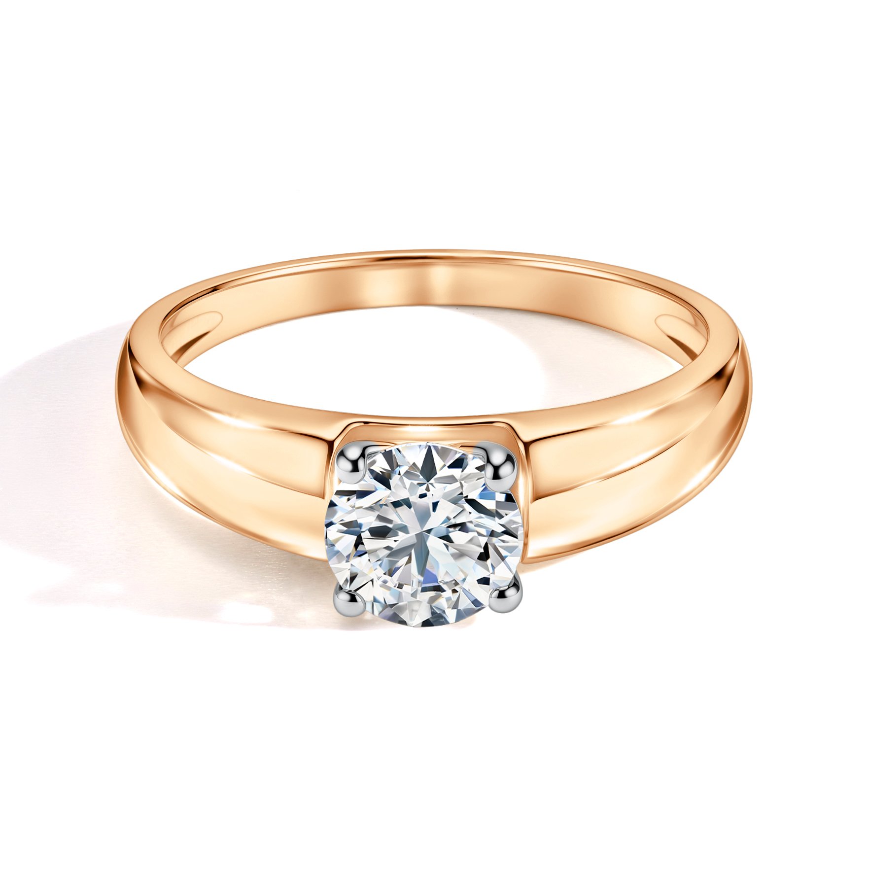 Золотое кольцо с бриллиантом выращенным