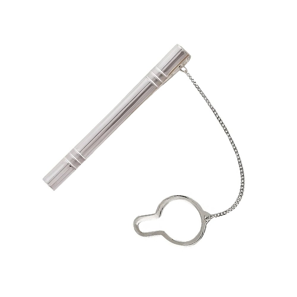 Серебряный зажим для галстука с родированием