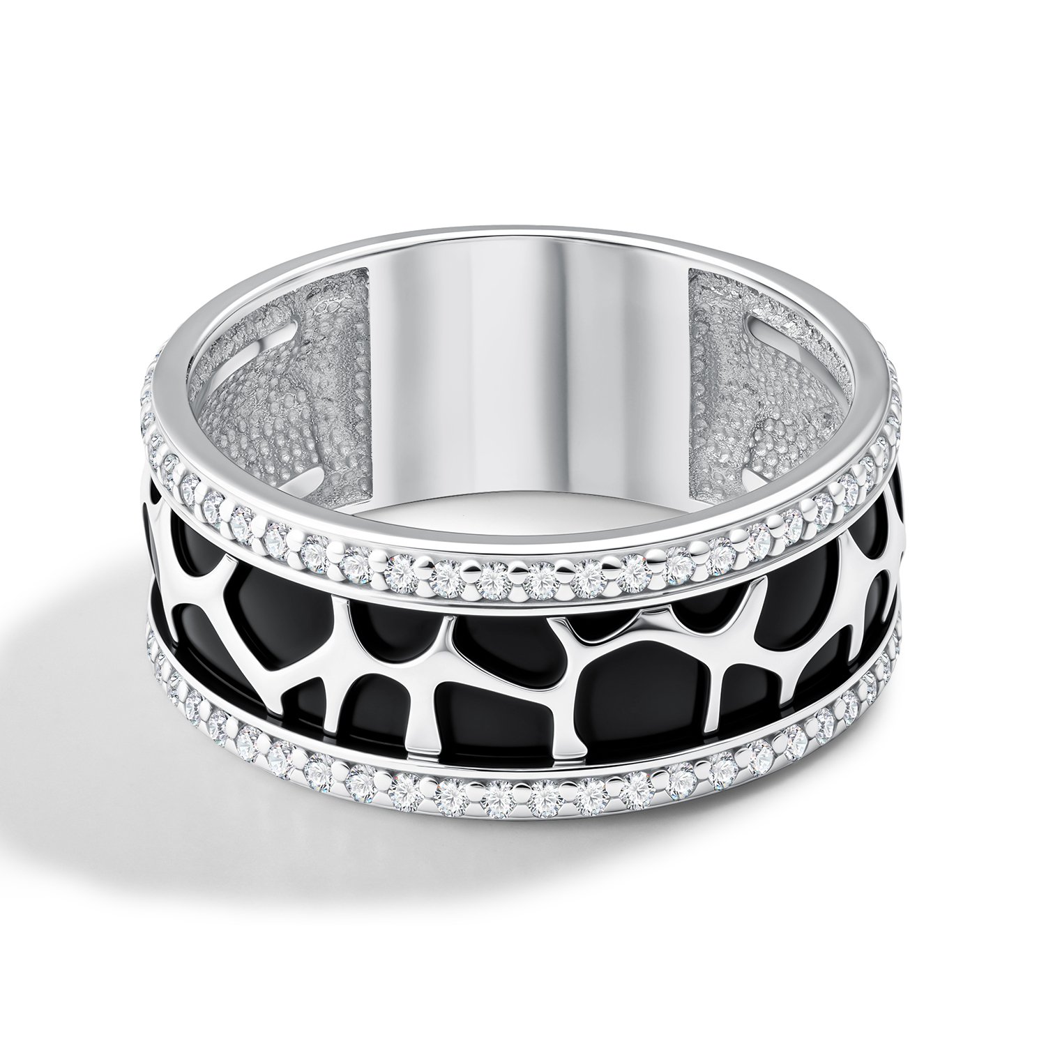 Серебряное кольцо с эмалью и фианитами