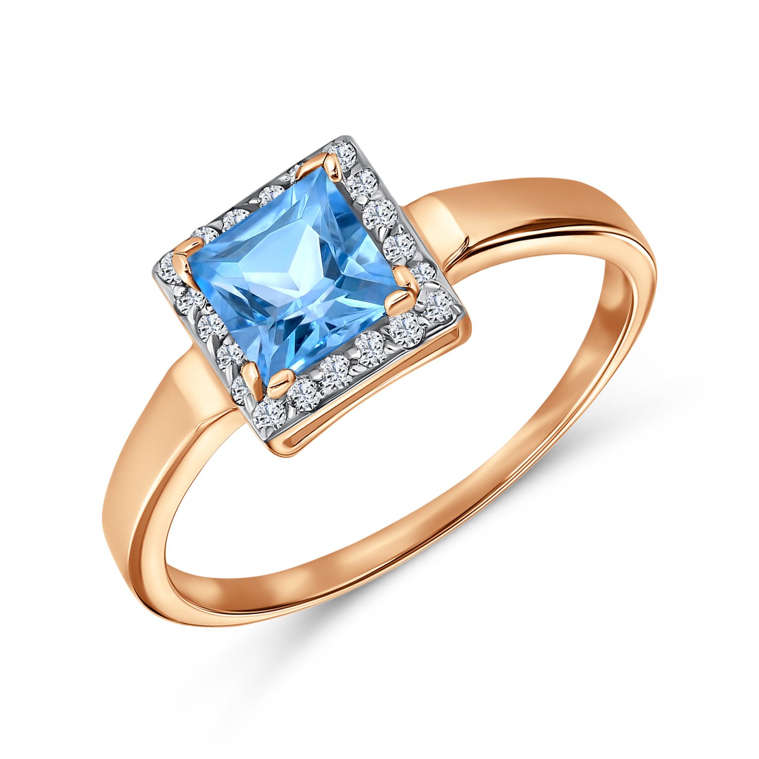 Фото «Золотое кольцо с топазом Swiss и бриллиантами»