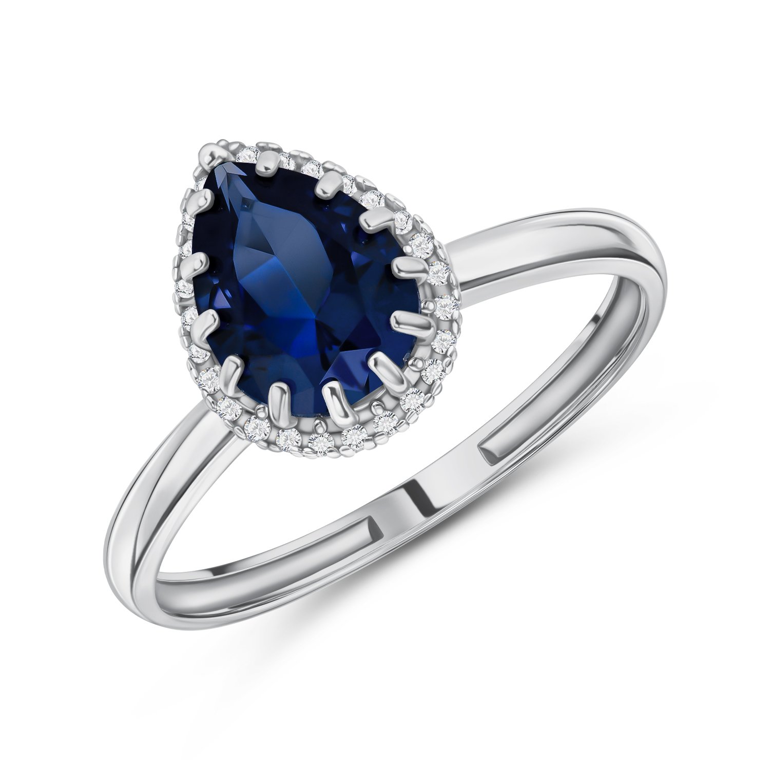 Фото «Золотое кольцо с сапфиром выращенным и бриллиантами»