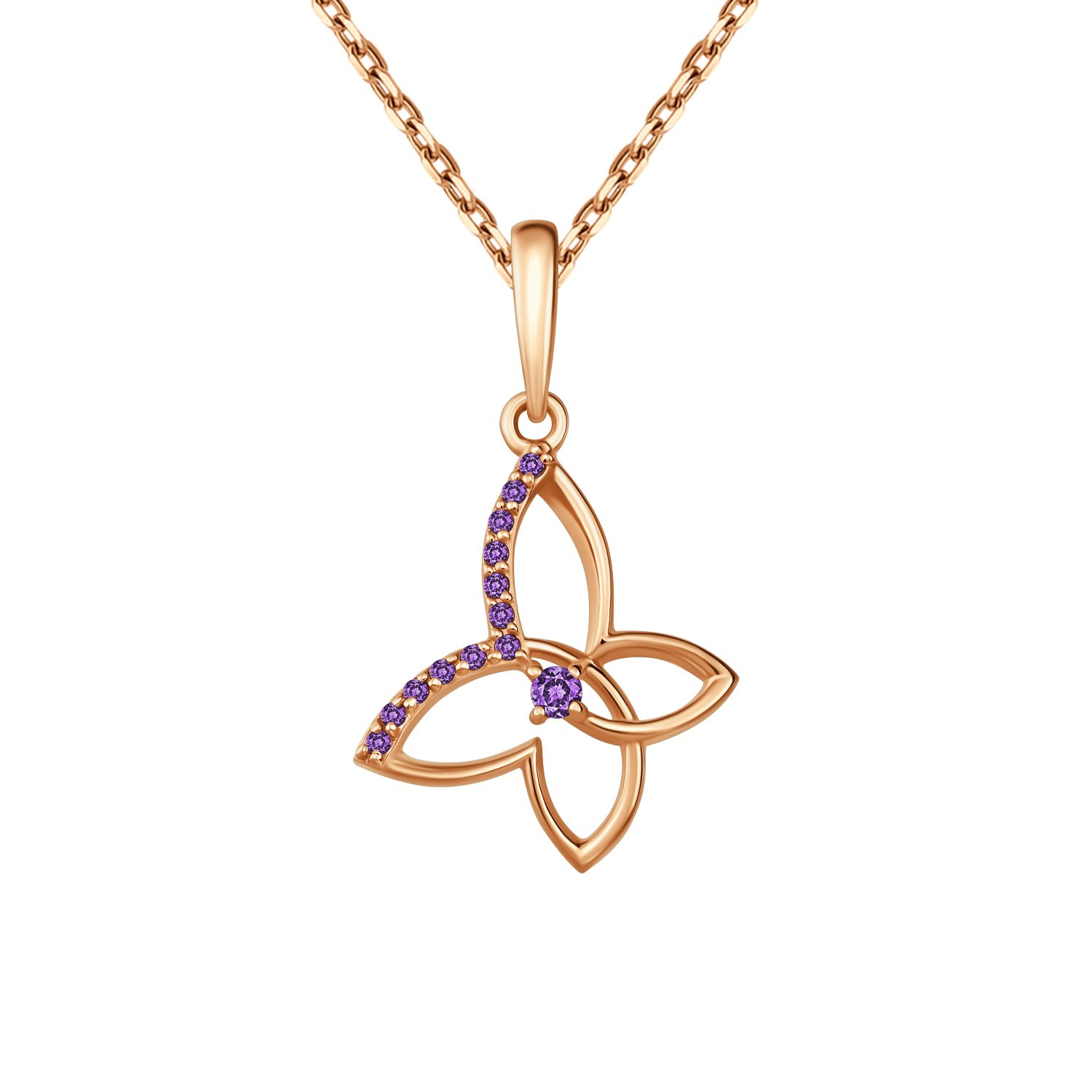 Серебряная подвеска Бабочка с фианитами и позолотой