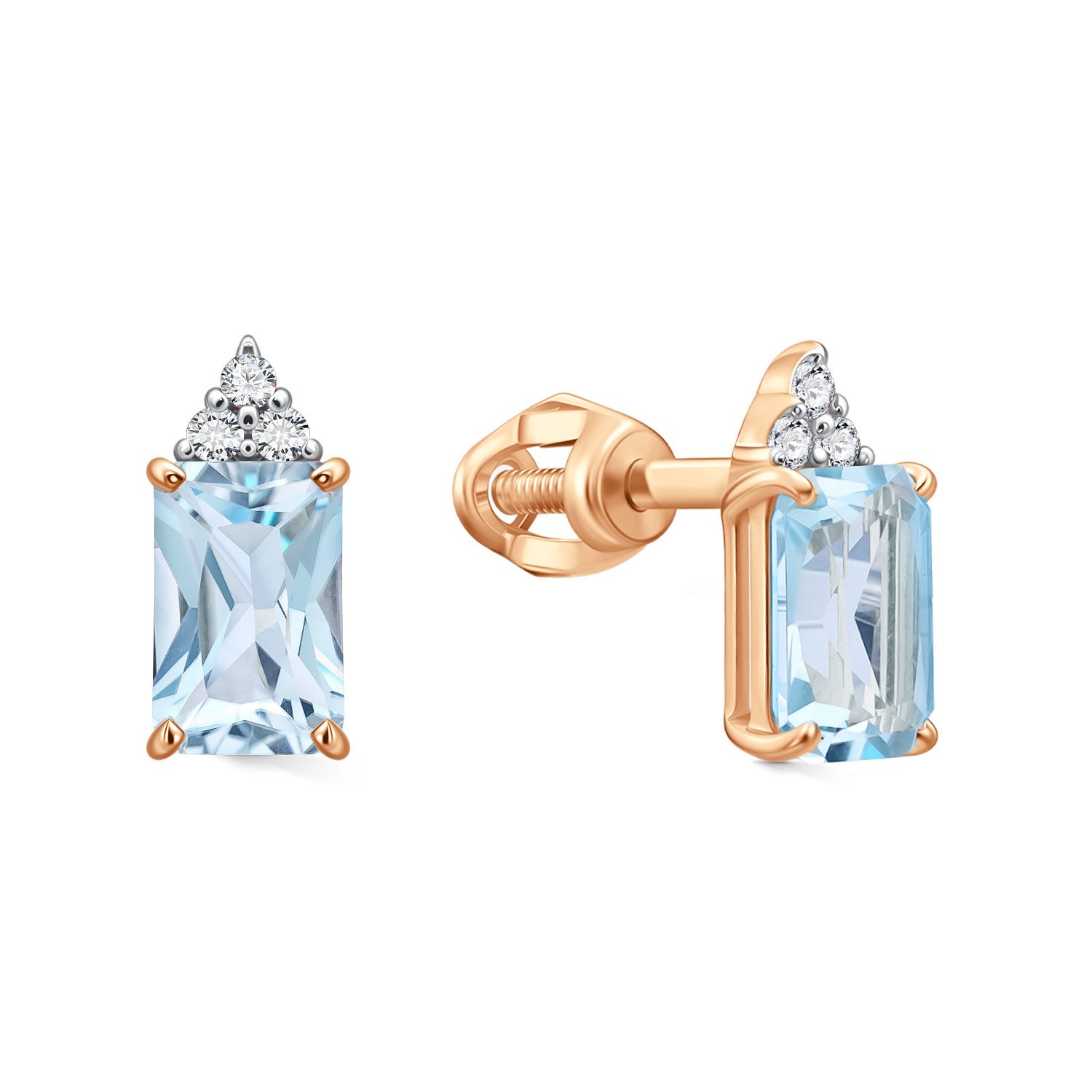 Фото «Золотые серьги с топазами Sky и бриллиантами»