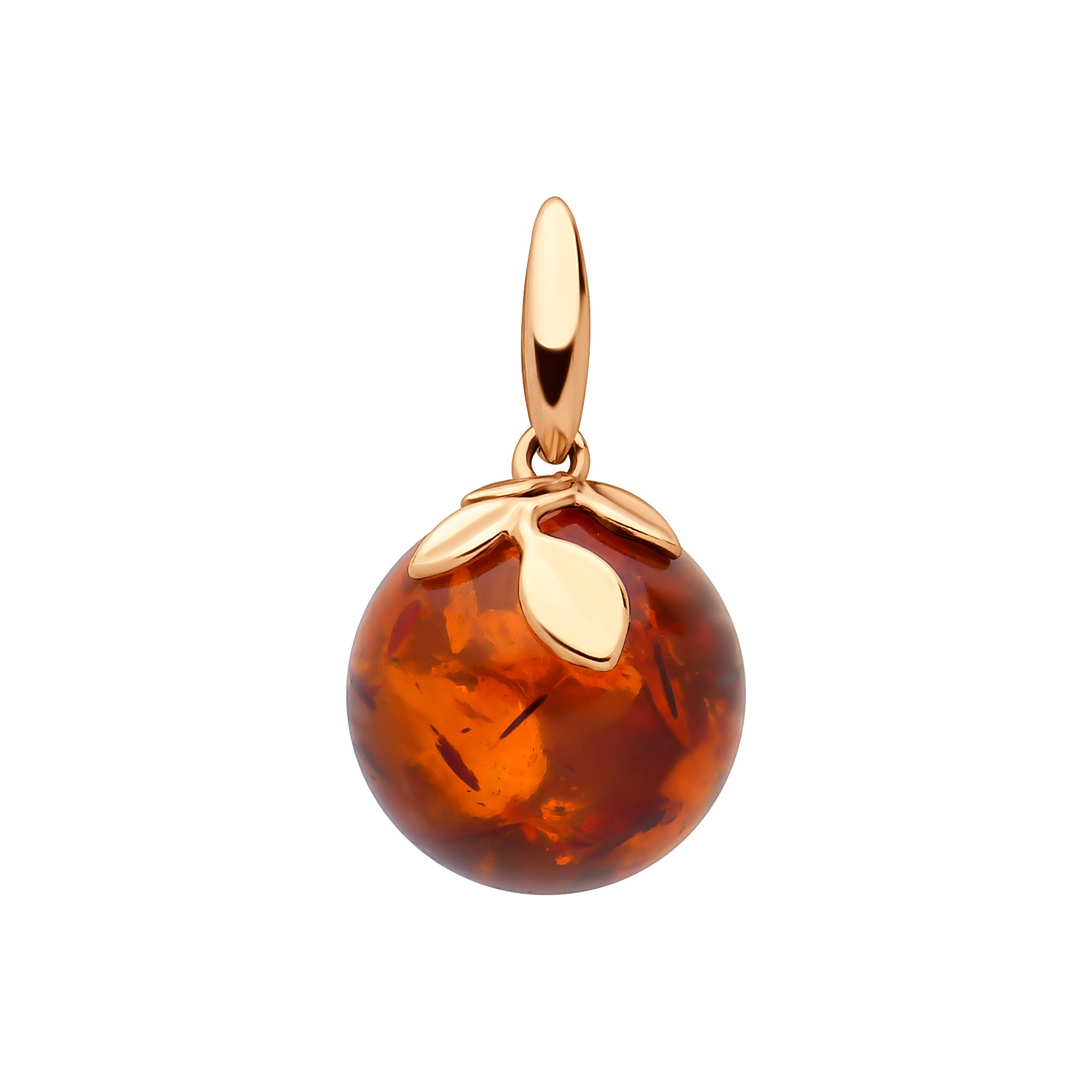 Серебряная подвеска с янтарем и позолотой