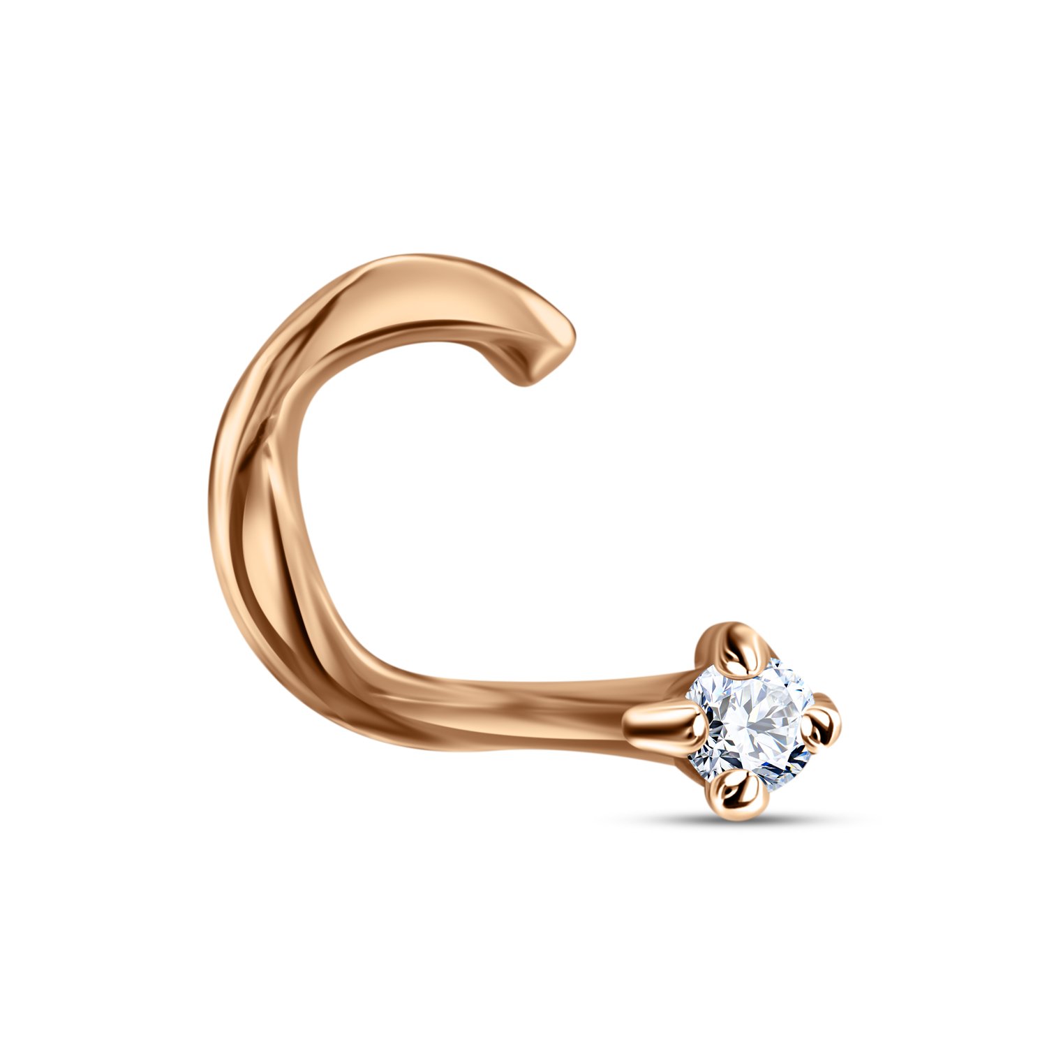 Золотой пирсинг с фианитом