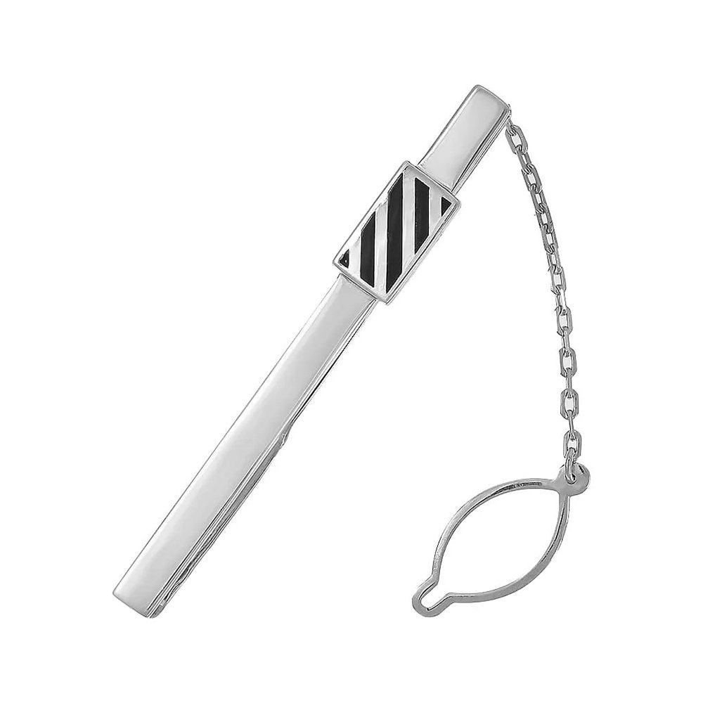 Серебряный зажим для галстука с фианитами