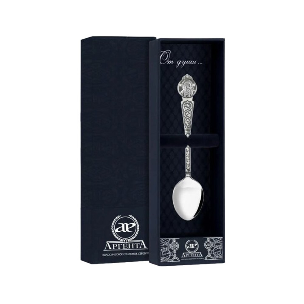 Серебряная ложка Казанская Божья Матерь с чернением