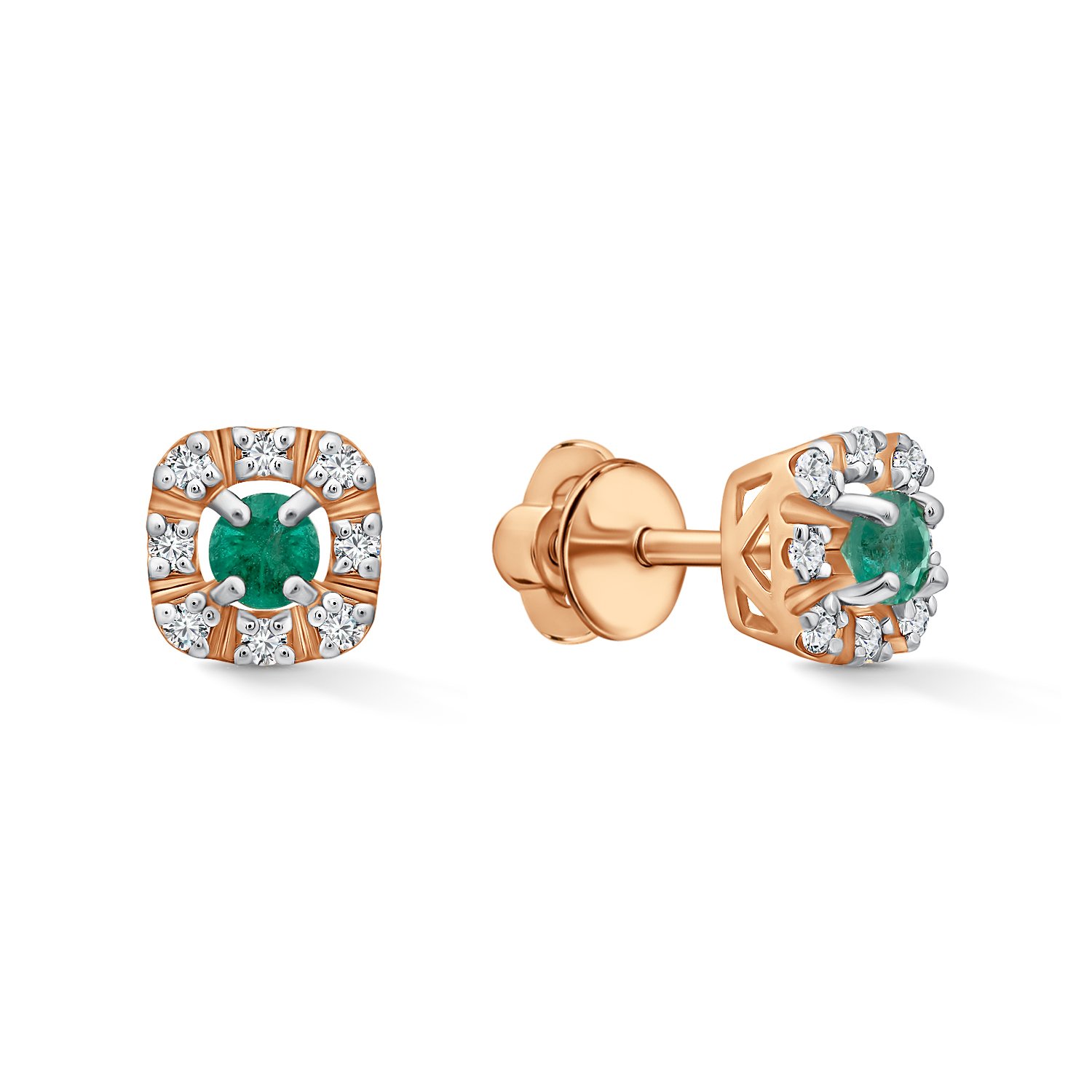 Фото «Золотые серьги с изумрудами и бриллиантами»