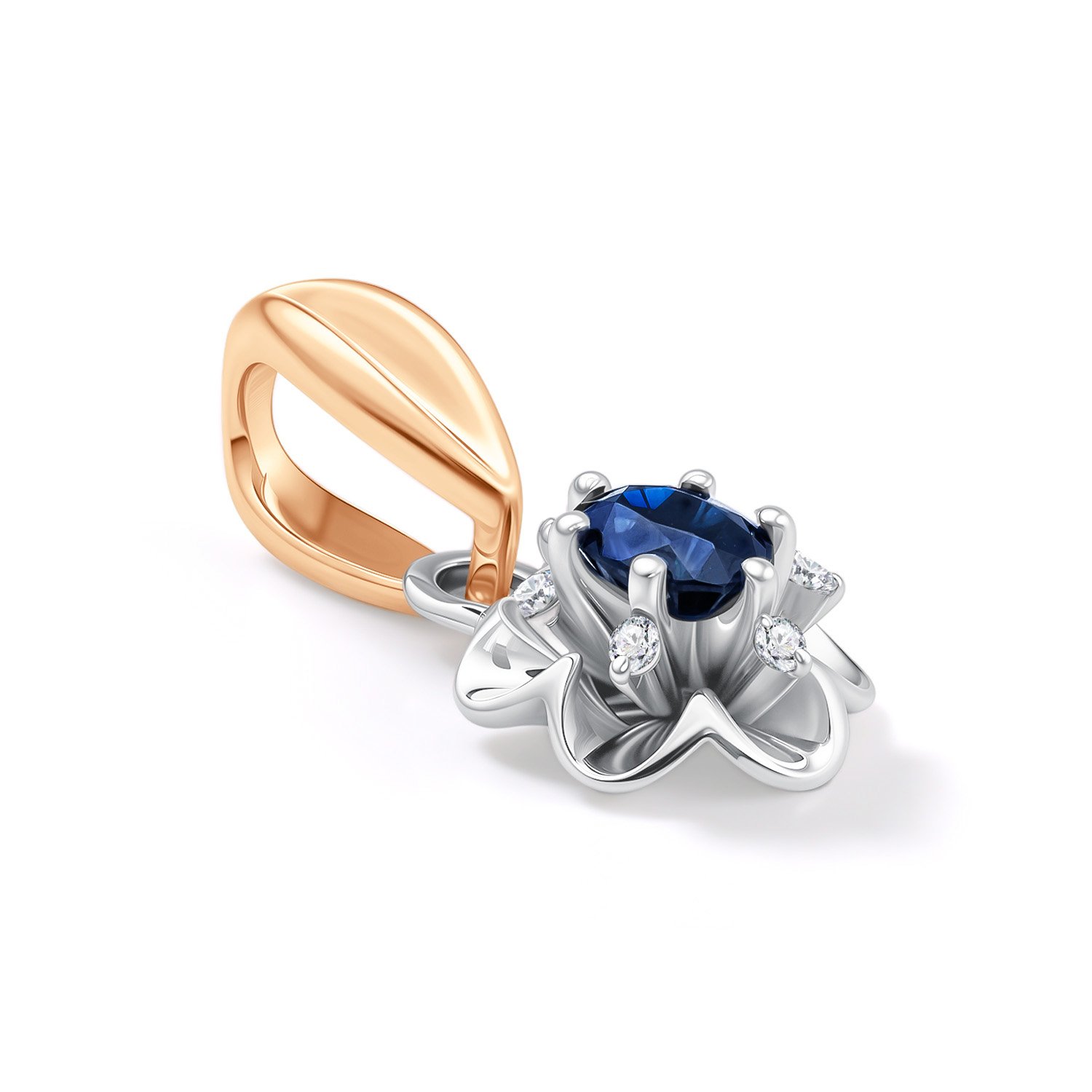 Золотая подвеска с сапфиром и бриллиантами