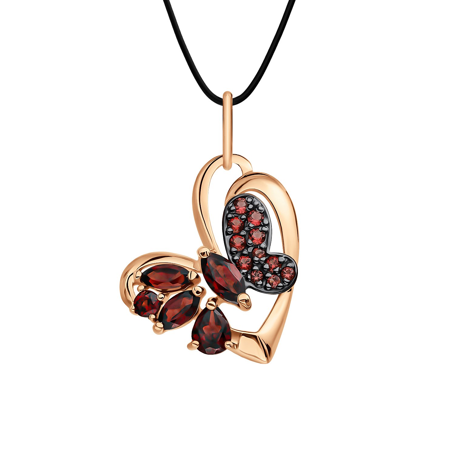 Золотая подвеска с гранатом и фианитами