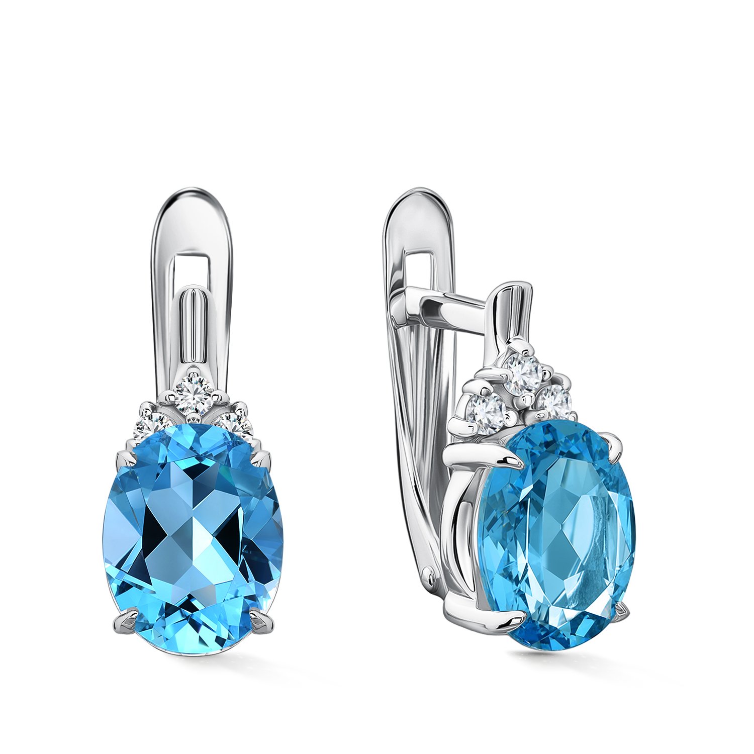 Фото «Золотые серьги с топазами Swiss и фианитами»