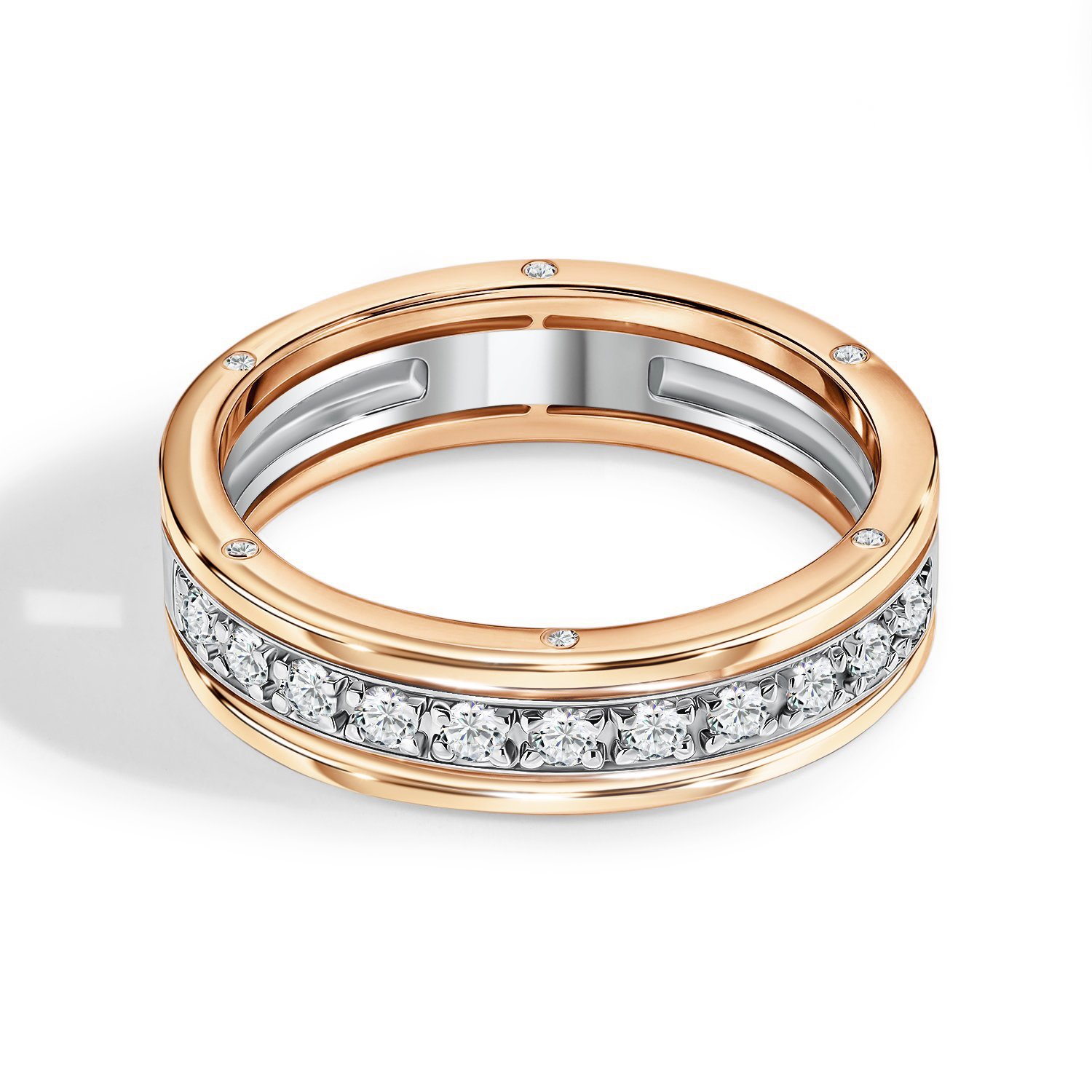 Золотое обручальное кольцо с бриллиантами