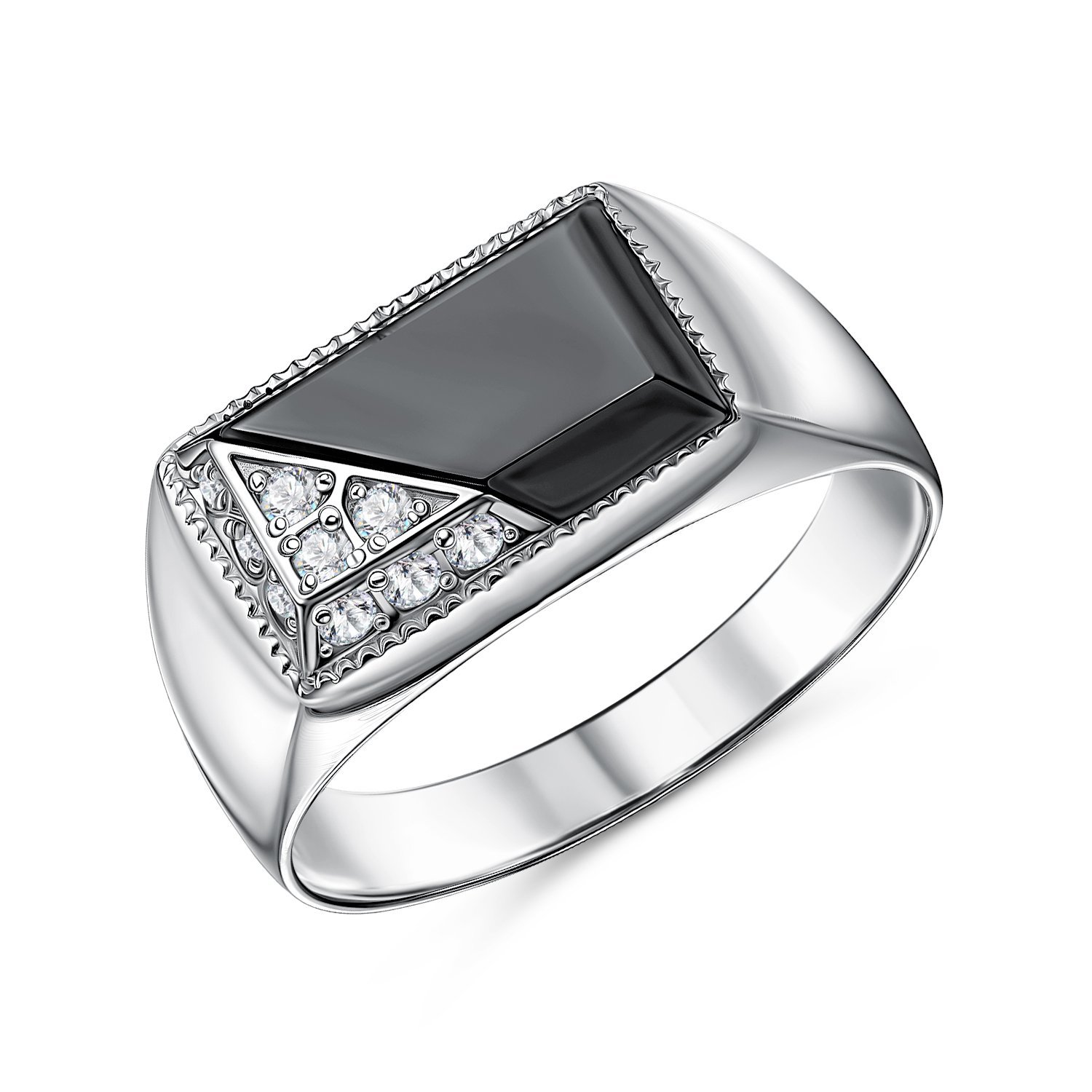 Фото «Серебряная печатка с агатом и фианитами»