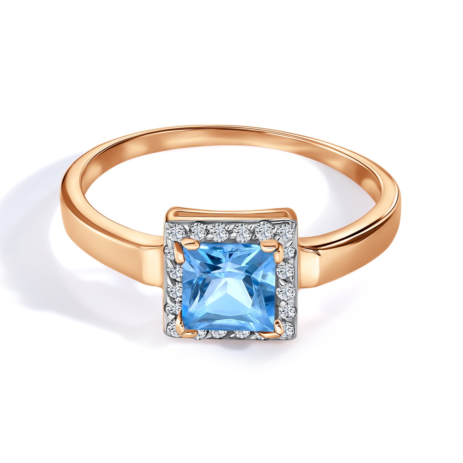 Золотое кольцо с топазом Swiss и бриллиантами