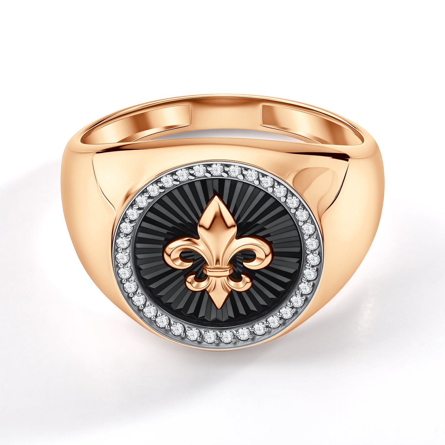 Золотая печатка с фианитами