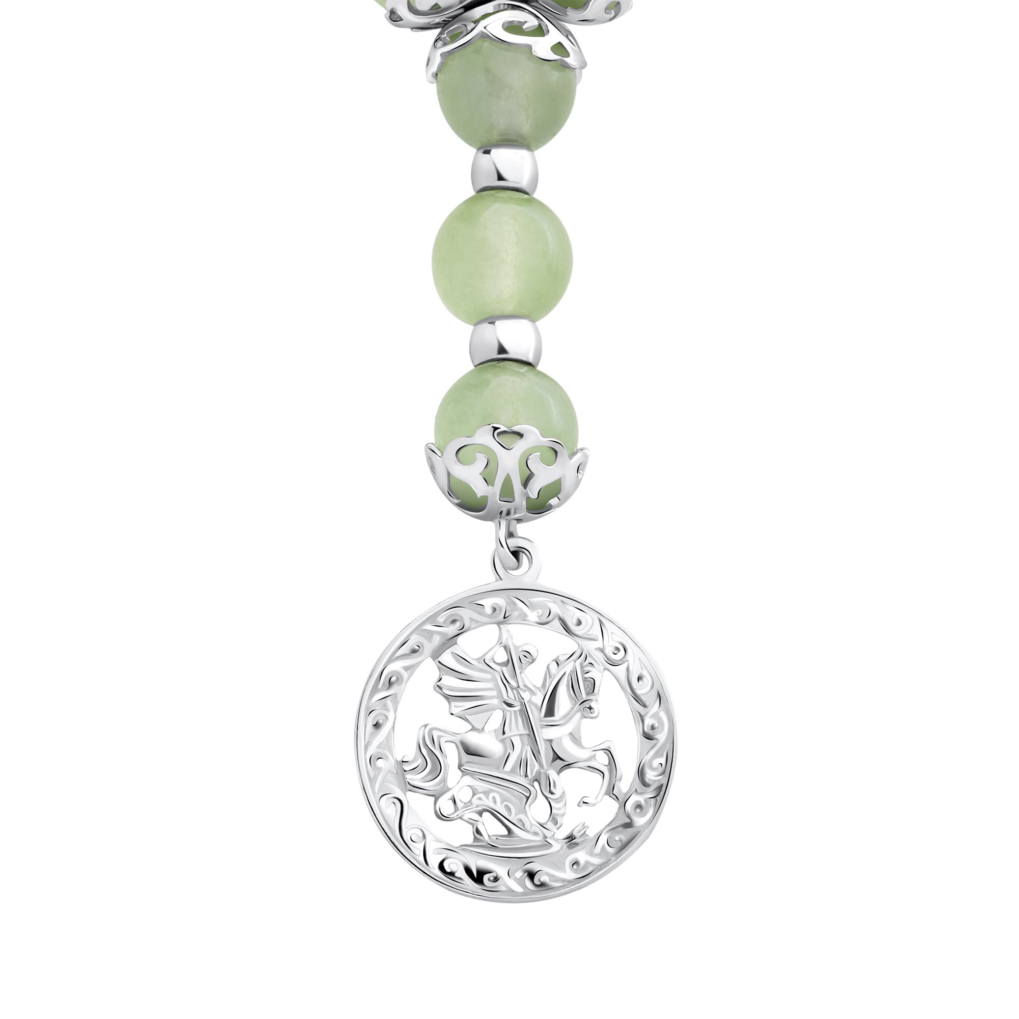 Серебряные четки с агатом и родированием