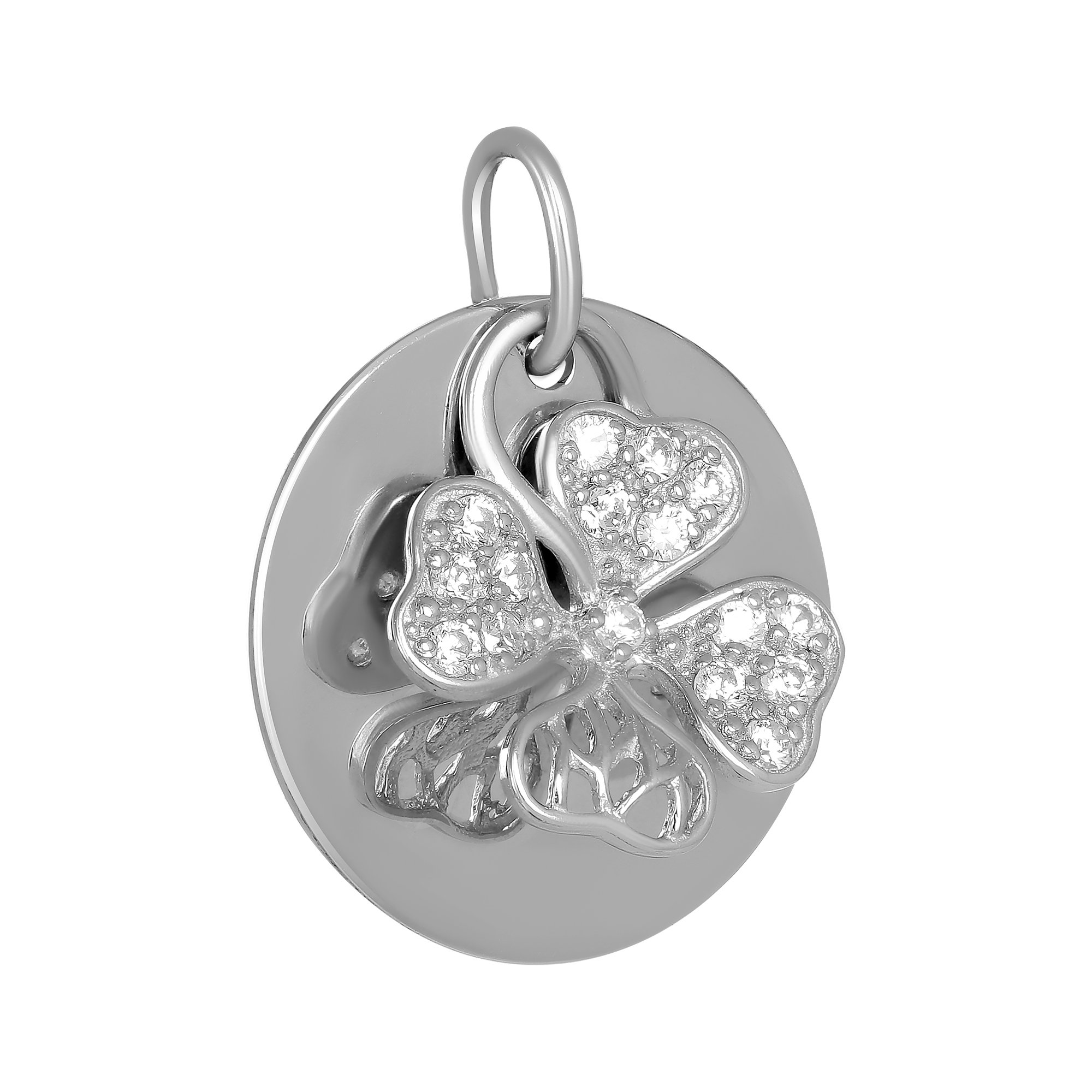 Подвеска Клевер из серебра с фианитами