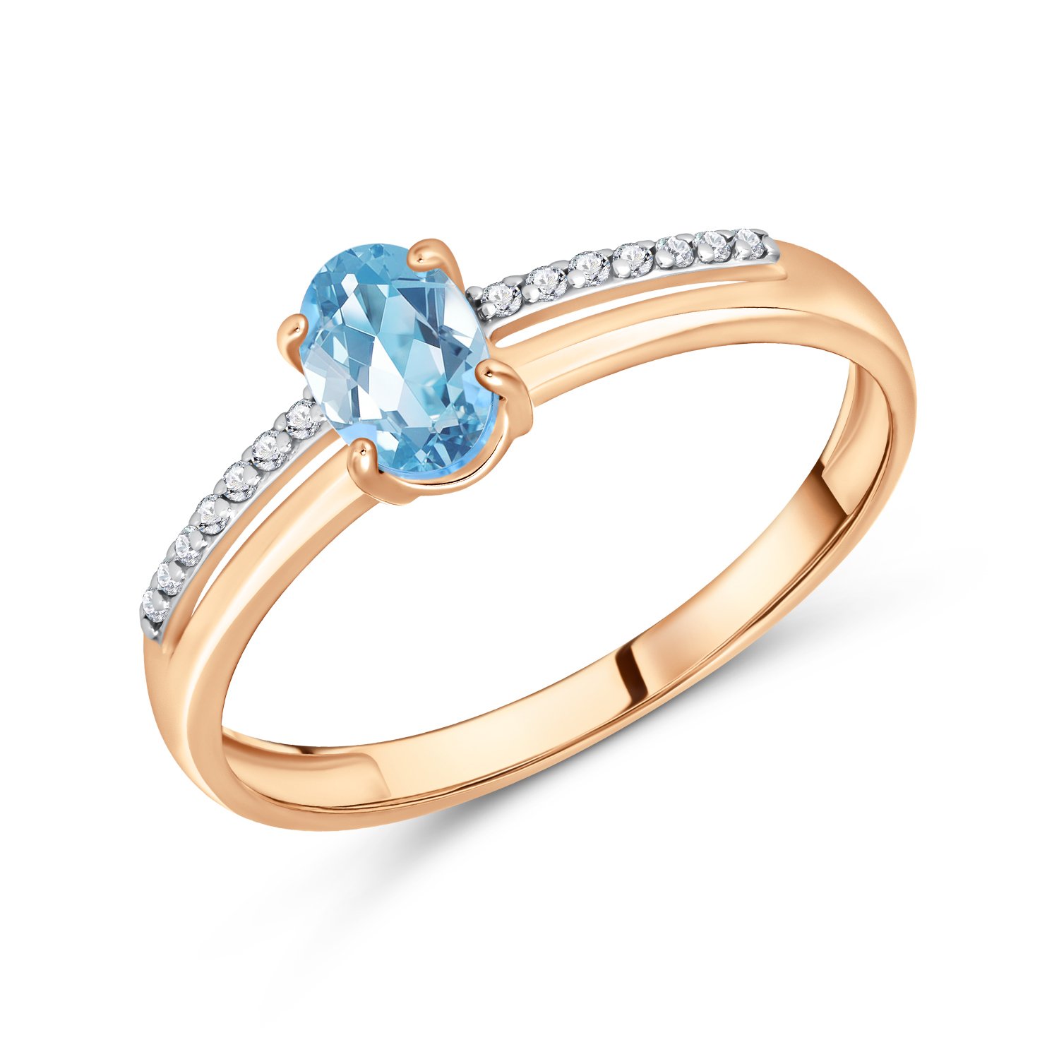 Фото «Золотое кольцо с топазом Swiss и бриллиантами»