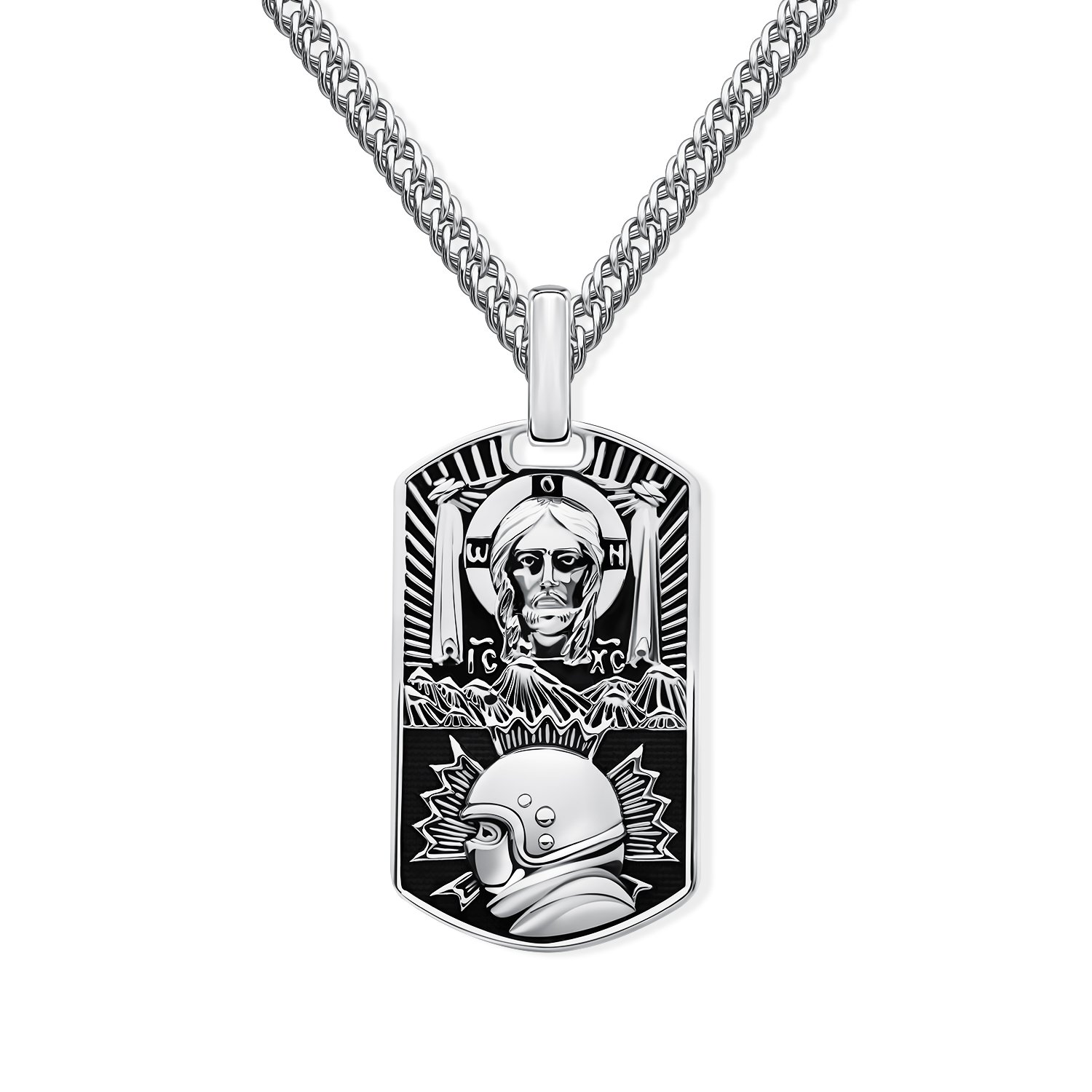 Фото «Серебряная подвеска «Спас нерукотворный, Покровитель воинов, спецназа»»