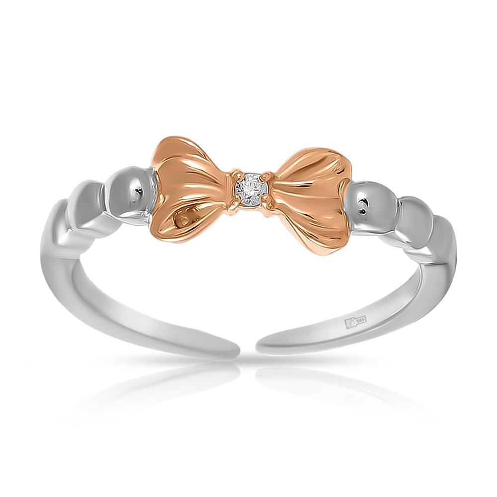 Фото «Двухсплавное кольцо из серебра и золота с фианитом»