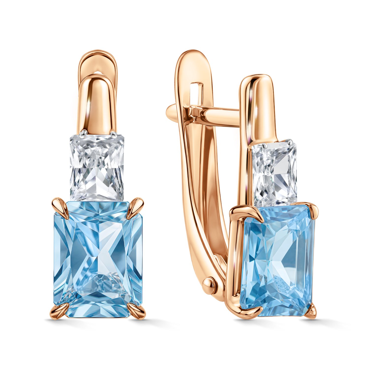 Фото «Золотые серьги с топазами Swiss и фианитами»