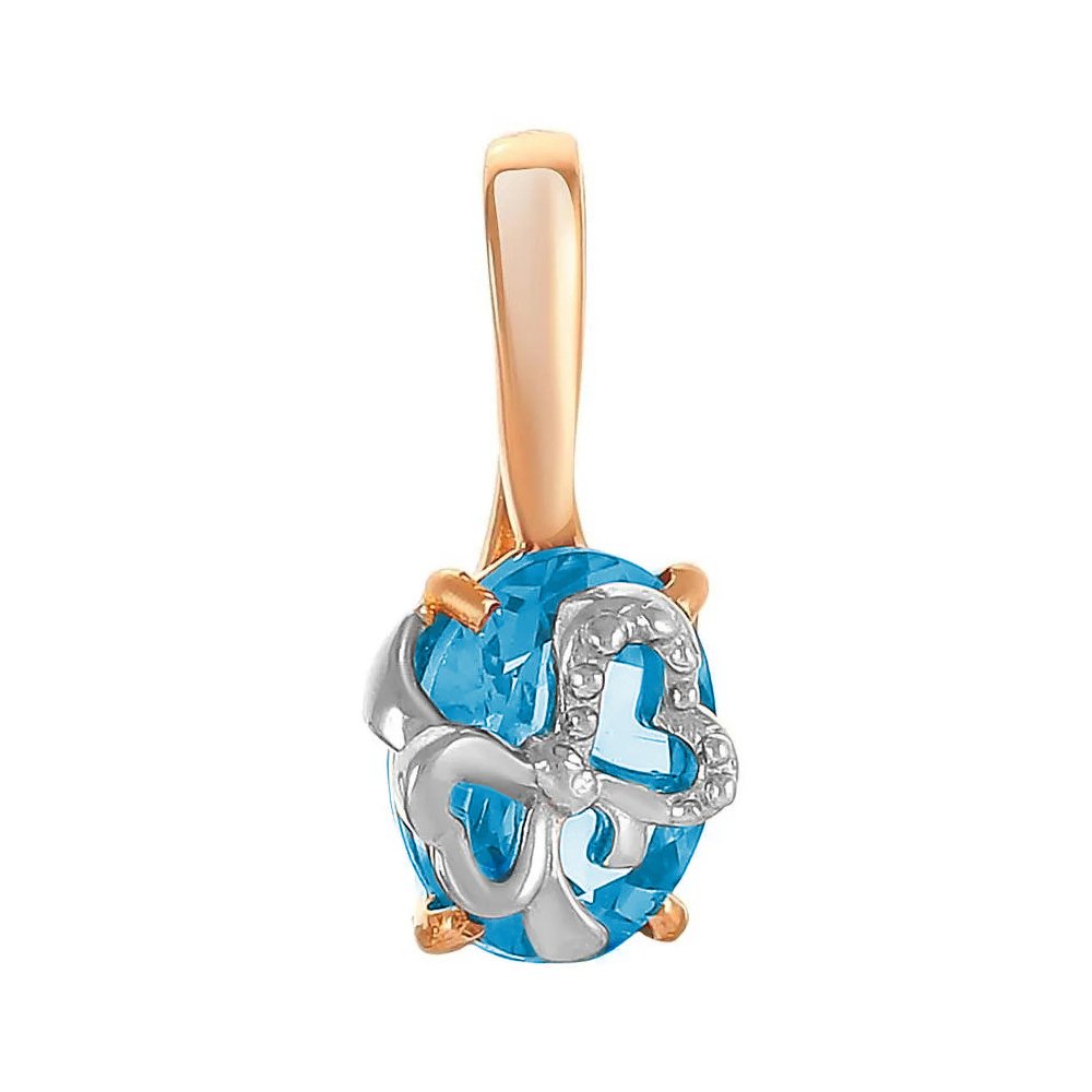 Золотая подвеска с топазом и родированием