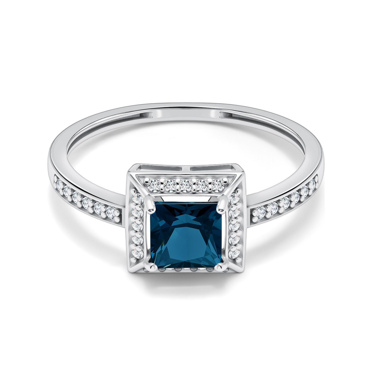 Золотое кольцо с топазом London и фианитами