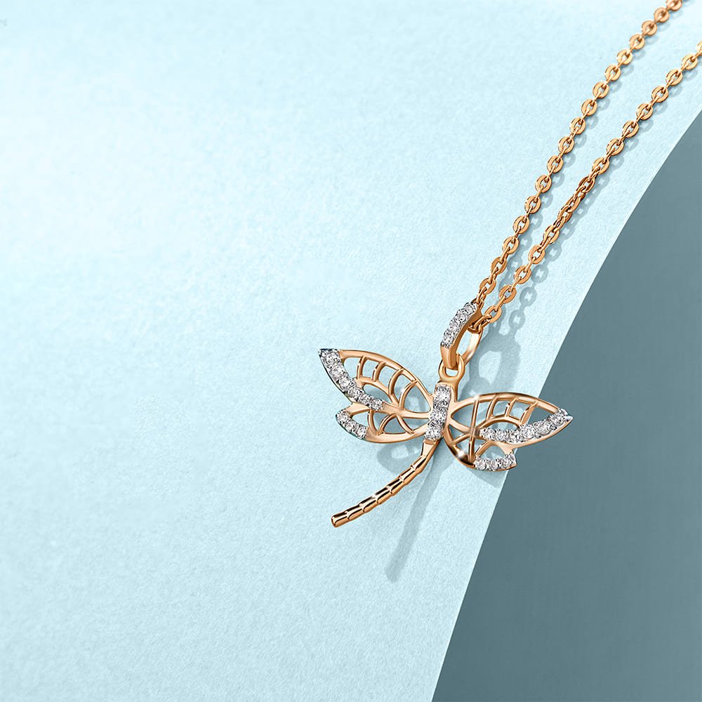 Золотая детская подвеска Стрекоза с фианитами