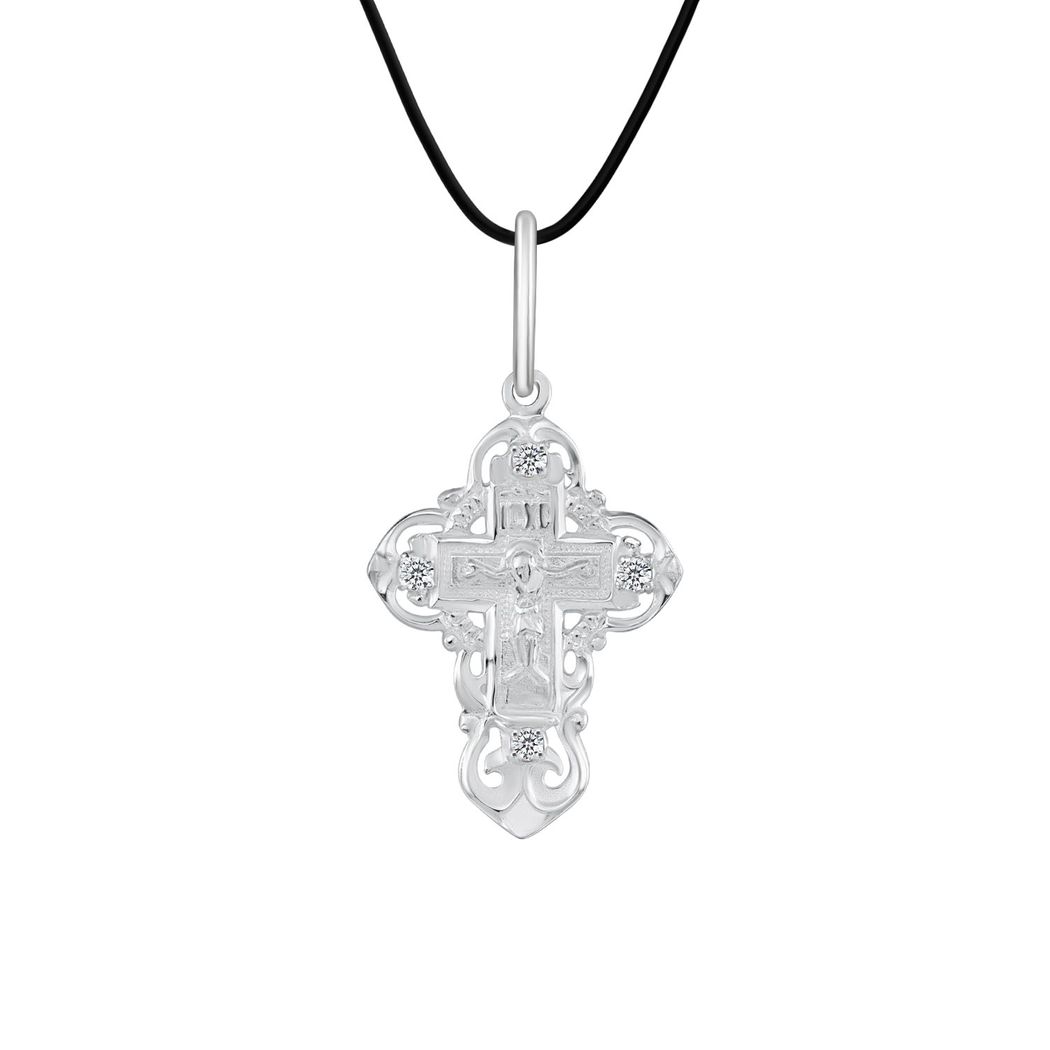 Серебряный крест с фианитами
