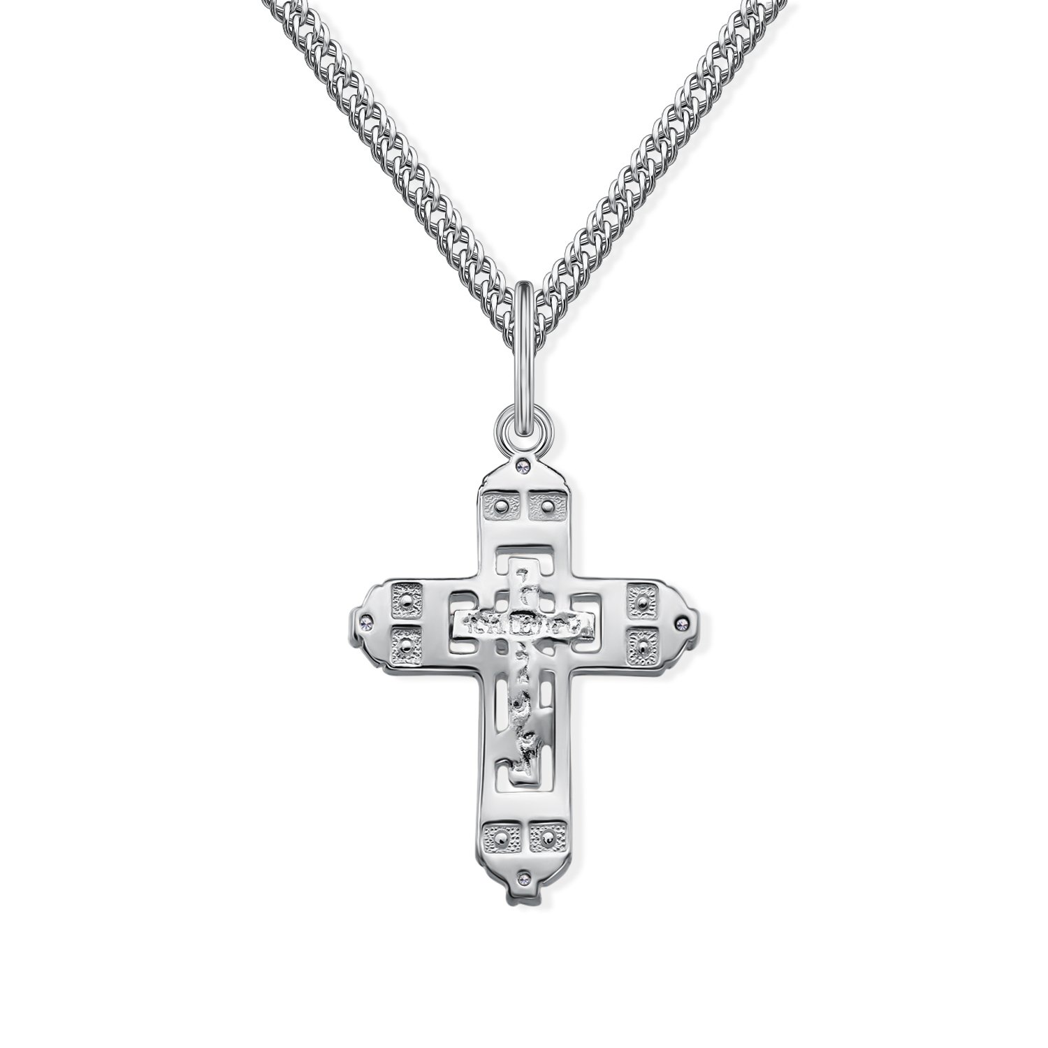 Серебряный православный крест с фианитами