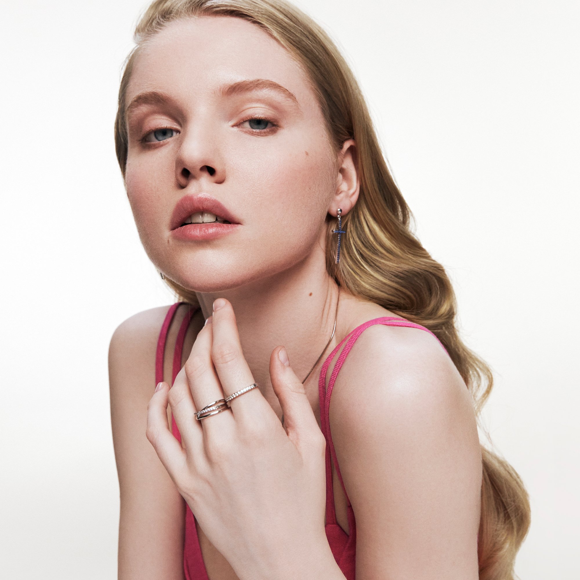 Серьги-пусеты SOKOLOV Крестик из серебра с фианитами