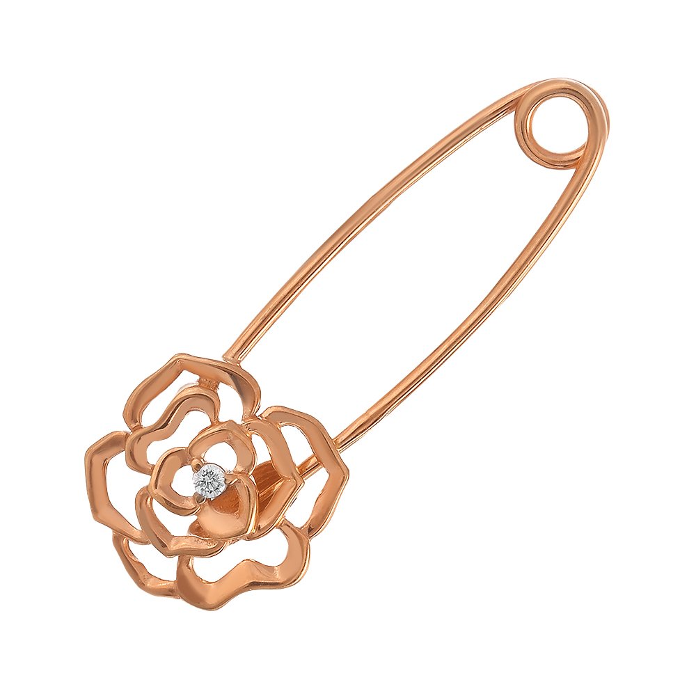 Брошь-булавка TALANT Роза из серебра с фианитом