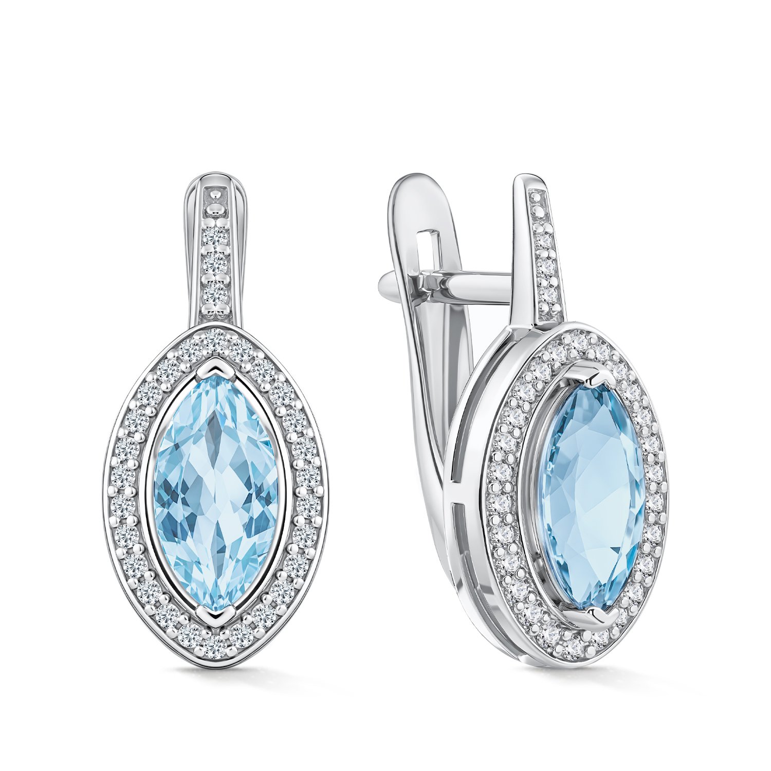 Фото «Золотые серьги с топазами Sky и фианитами»