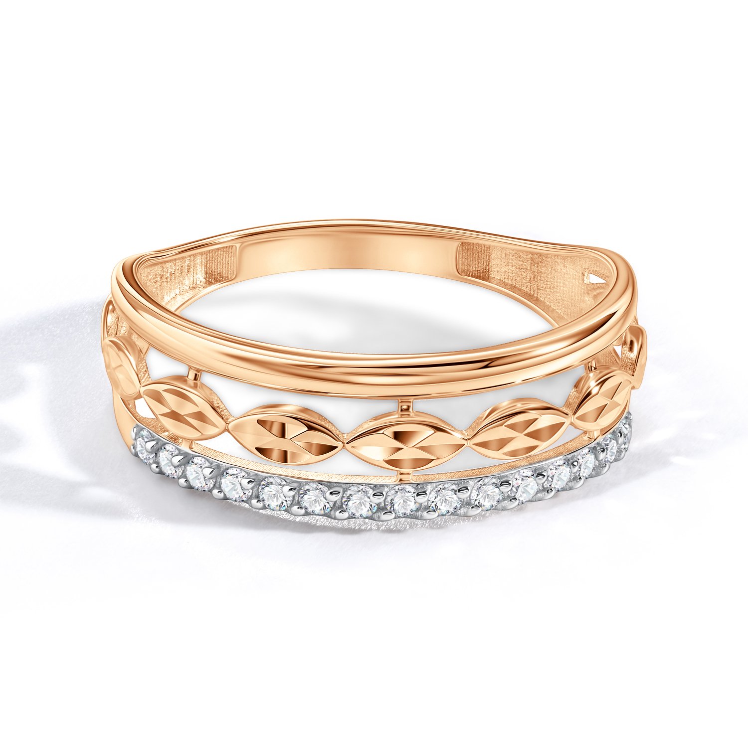 Золотое кольцо с фианитами