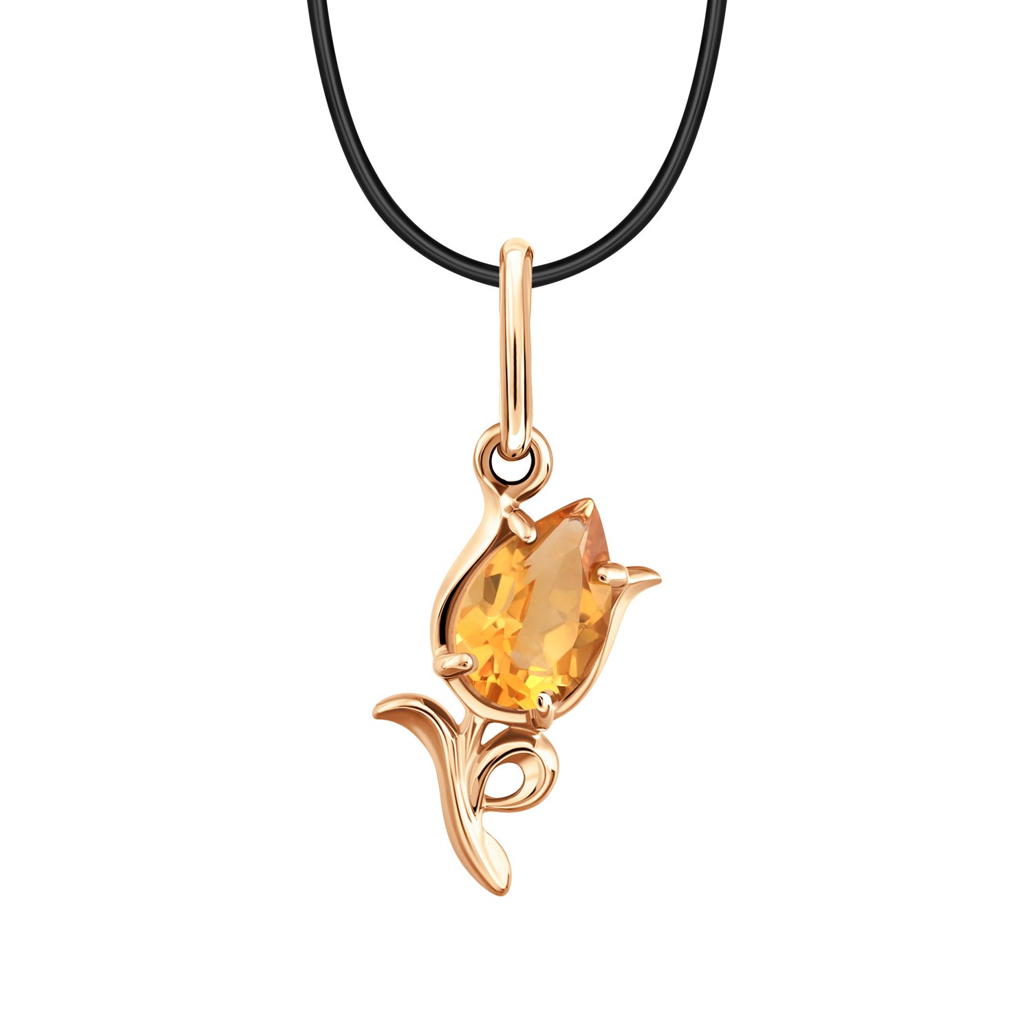 Золотая подвеска с цитрином