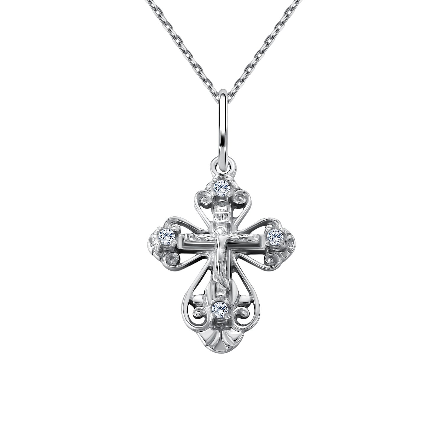 Серебряный крест с фианитами