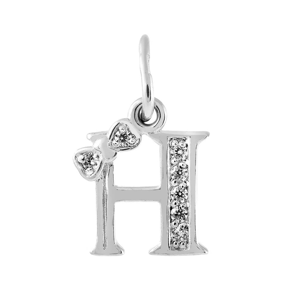 Подвеска буква Н из серебра с фианитами