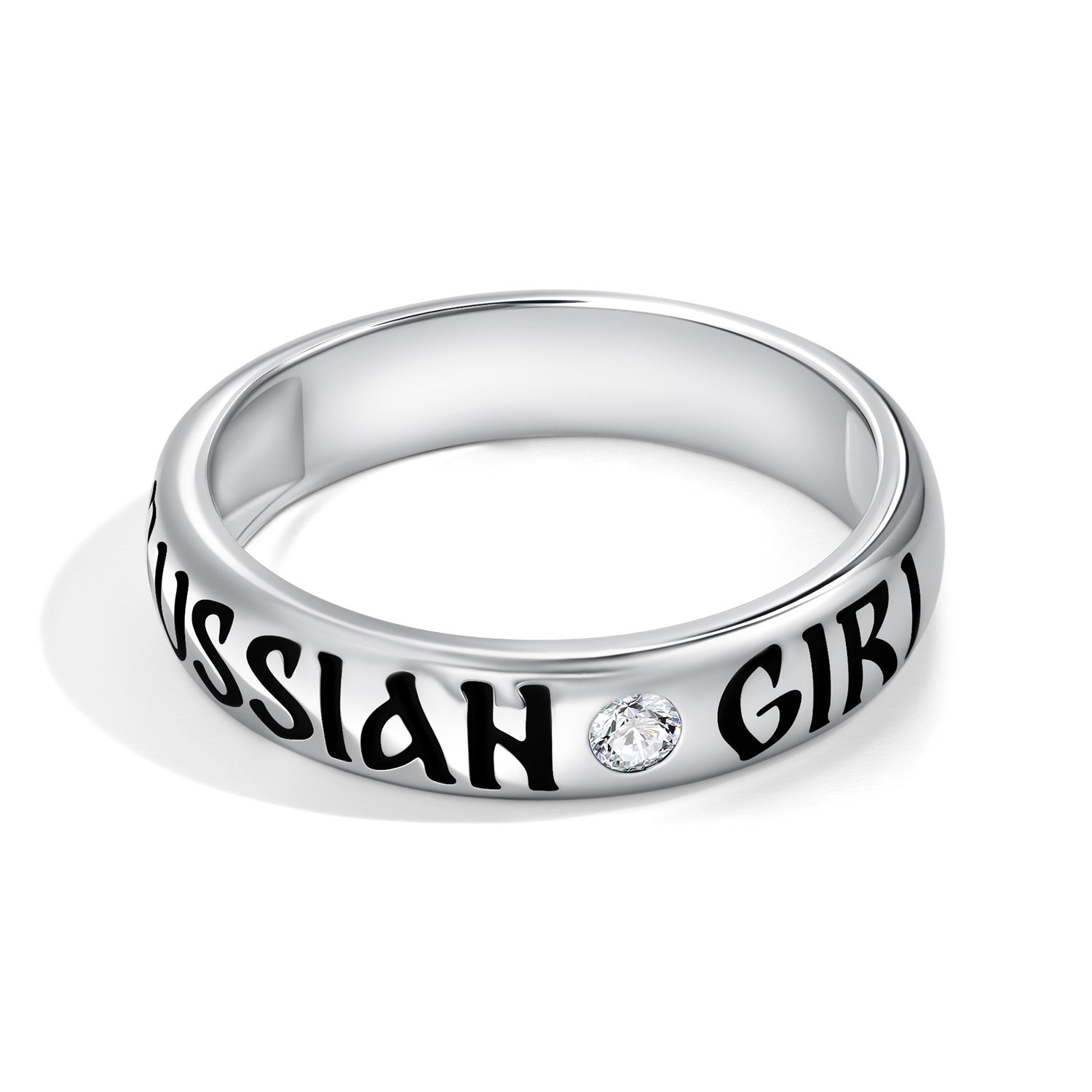 Серебряное кольцо с фианитом и лаком