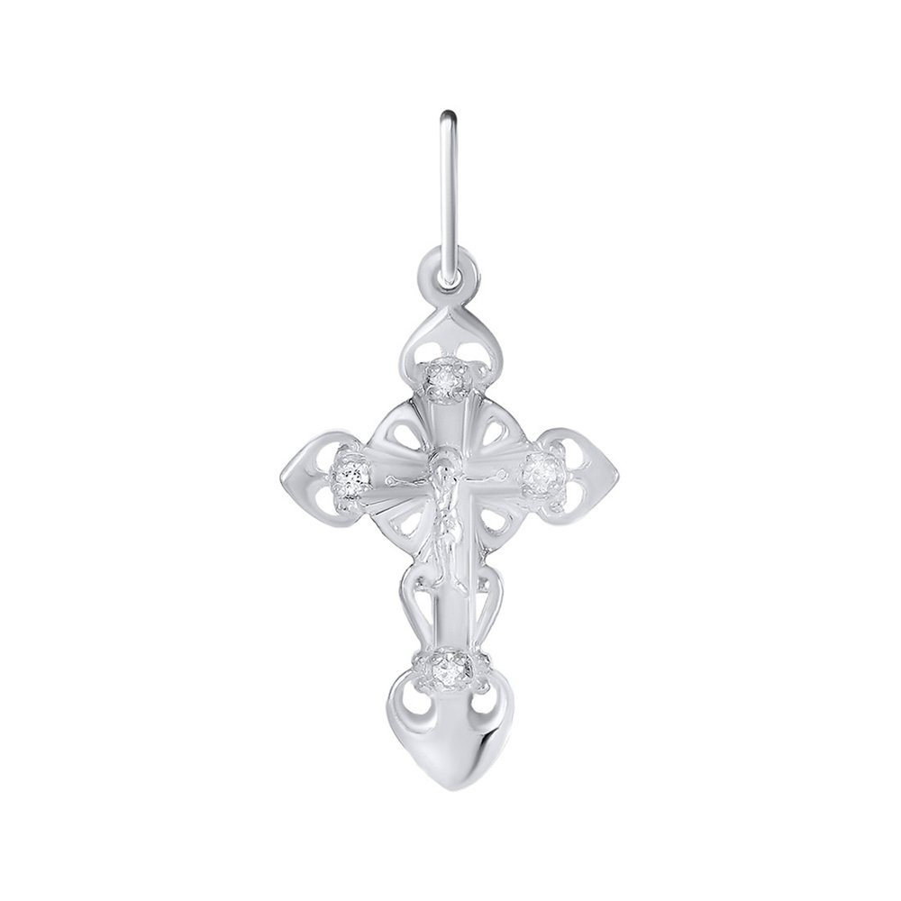 Крестик из серебра с фианитами