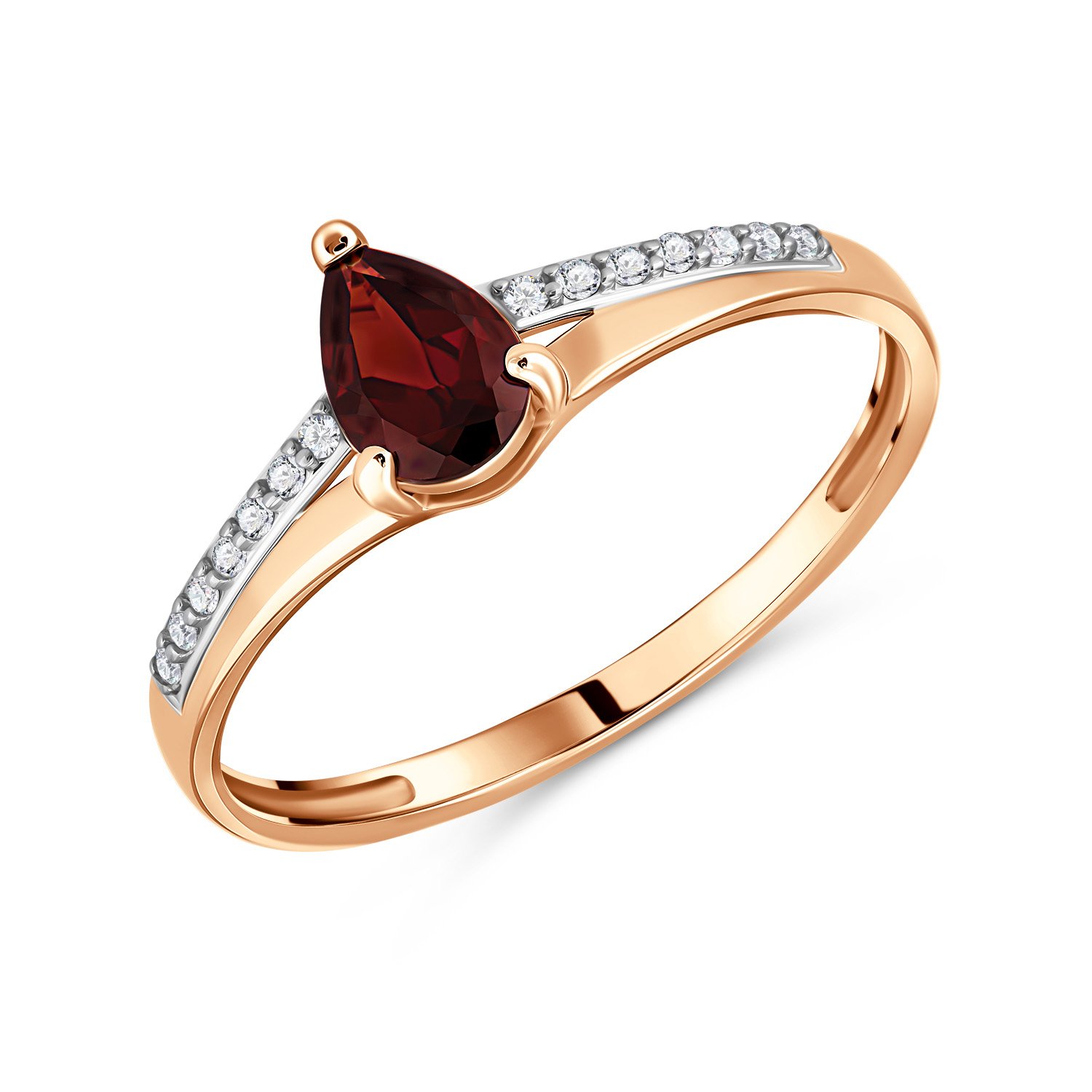 Фото «Золотое кольцо с гранатом и бриллиантами»