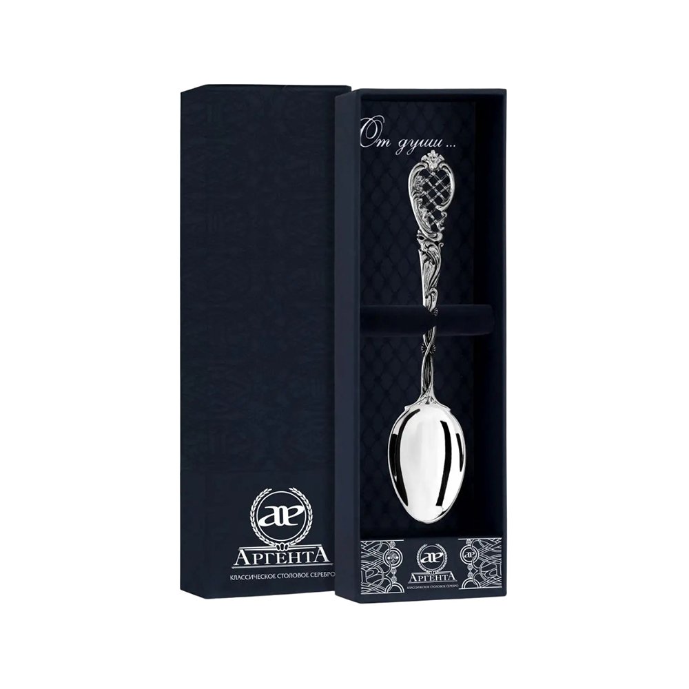Серебряная чайная ложка Барокко с чернением