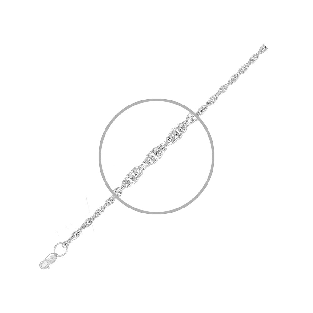 Фото «Серебряный пустотелый браслет Корда с родированием»