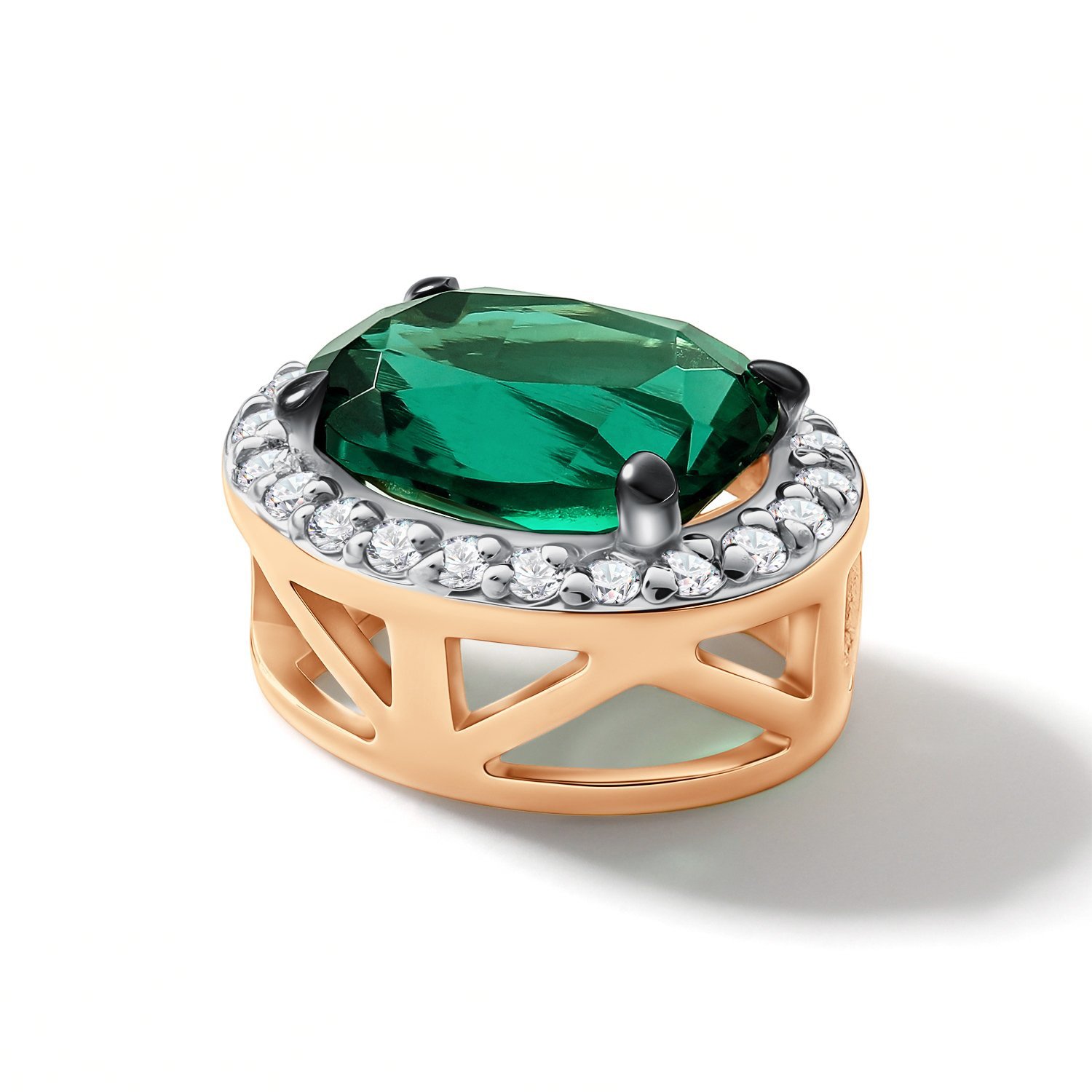 Золотая подвеска с изумрудом выращенным и бриллиантами