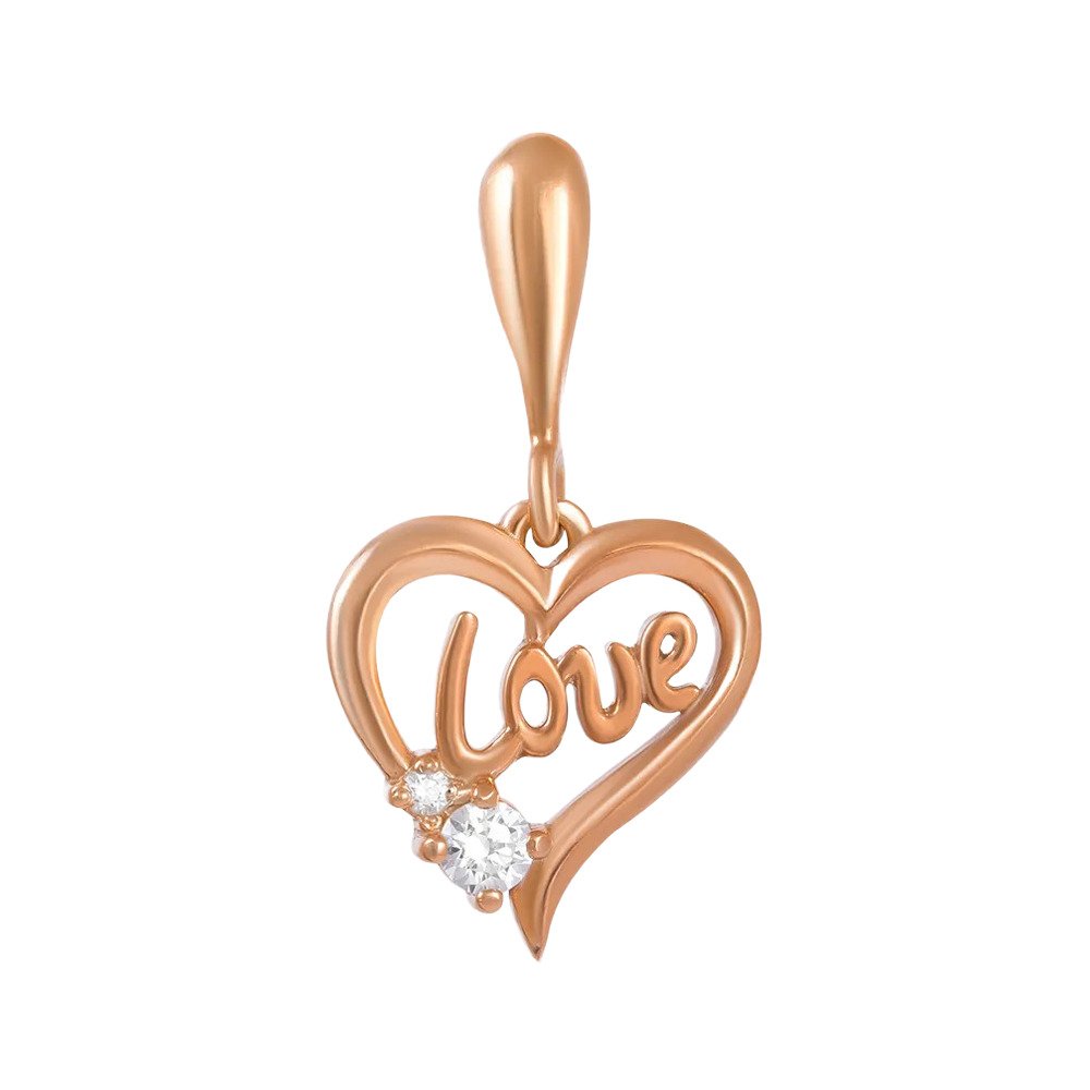 Подвеска Love из серебра с фианитами