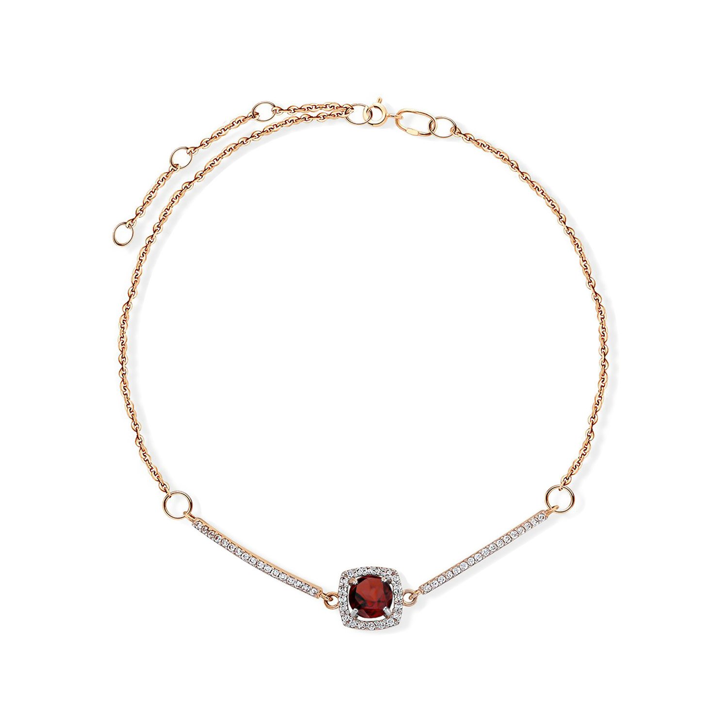 Фото «Золотой браслет с гранатом и фианитами»