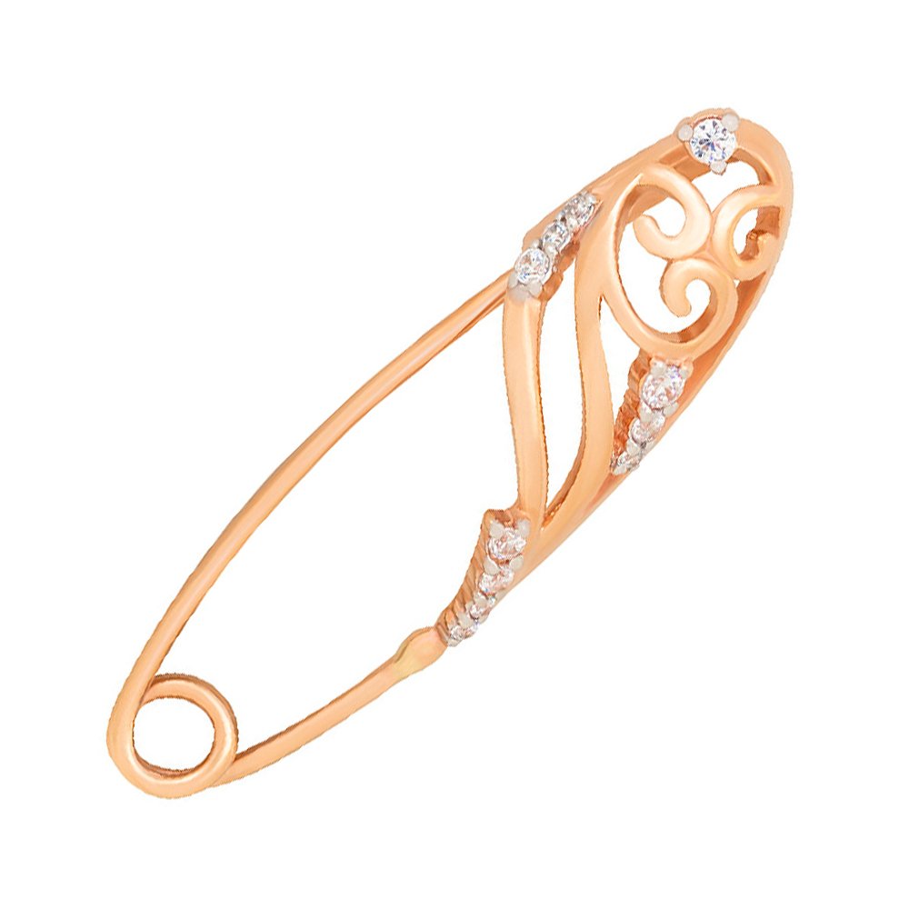 Золотая булавка с фианитами