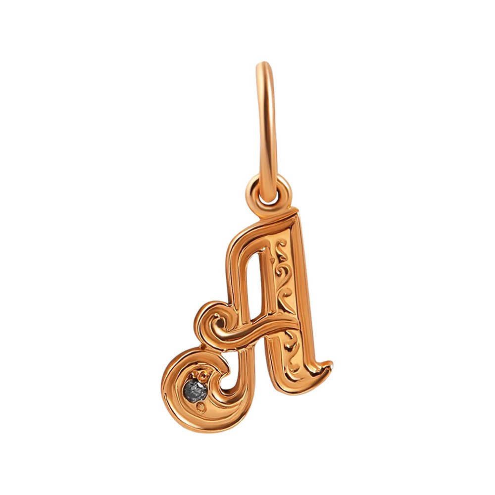 Золотая подвеска буква А с фианитом