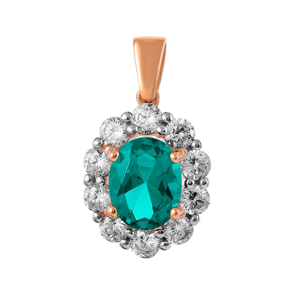 Золотая подвеска с турмалином и фианитами